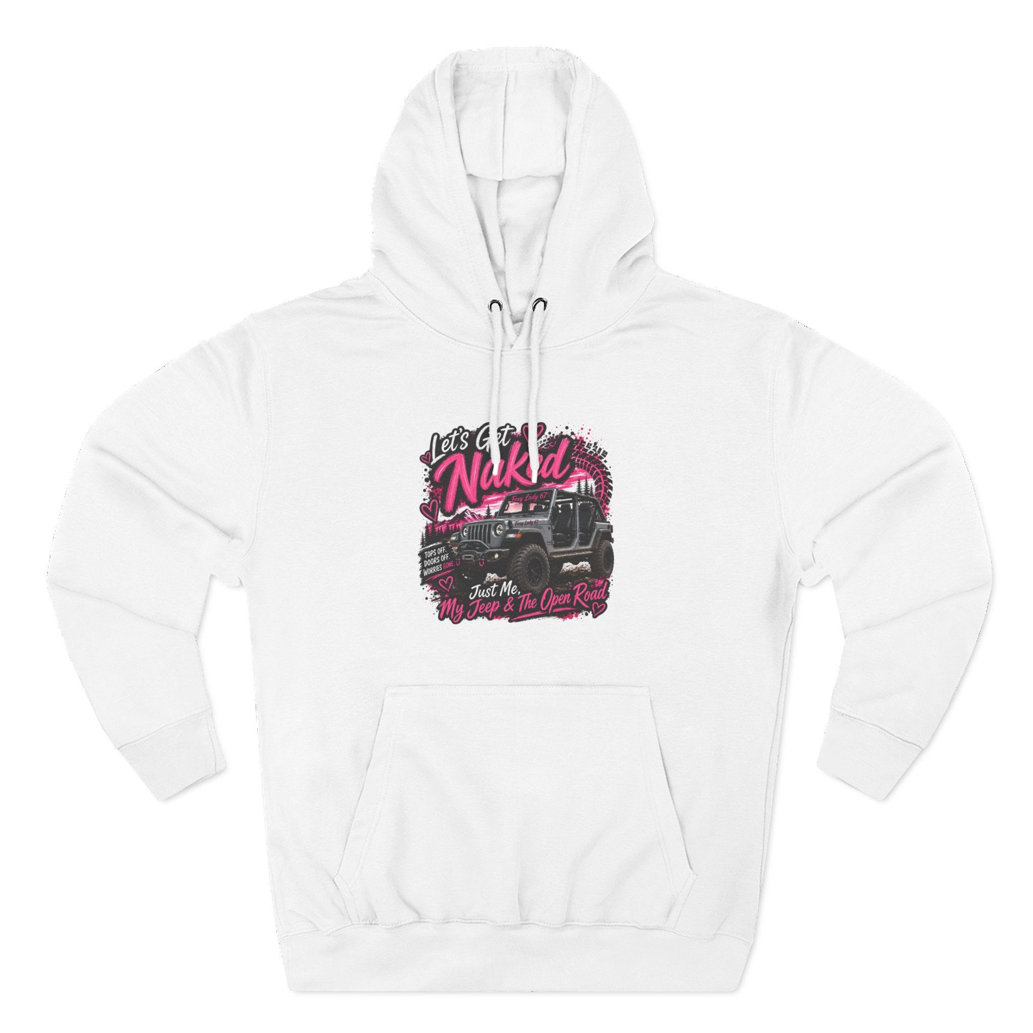 Jeep 'Let's Get Naked' Graphic Hoodie — (Pink) Off-Road Adventure Pullover