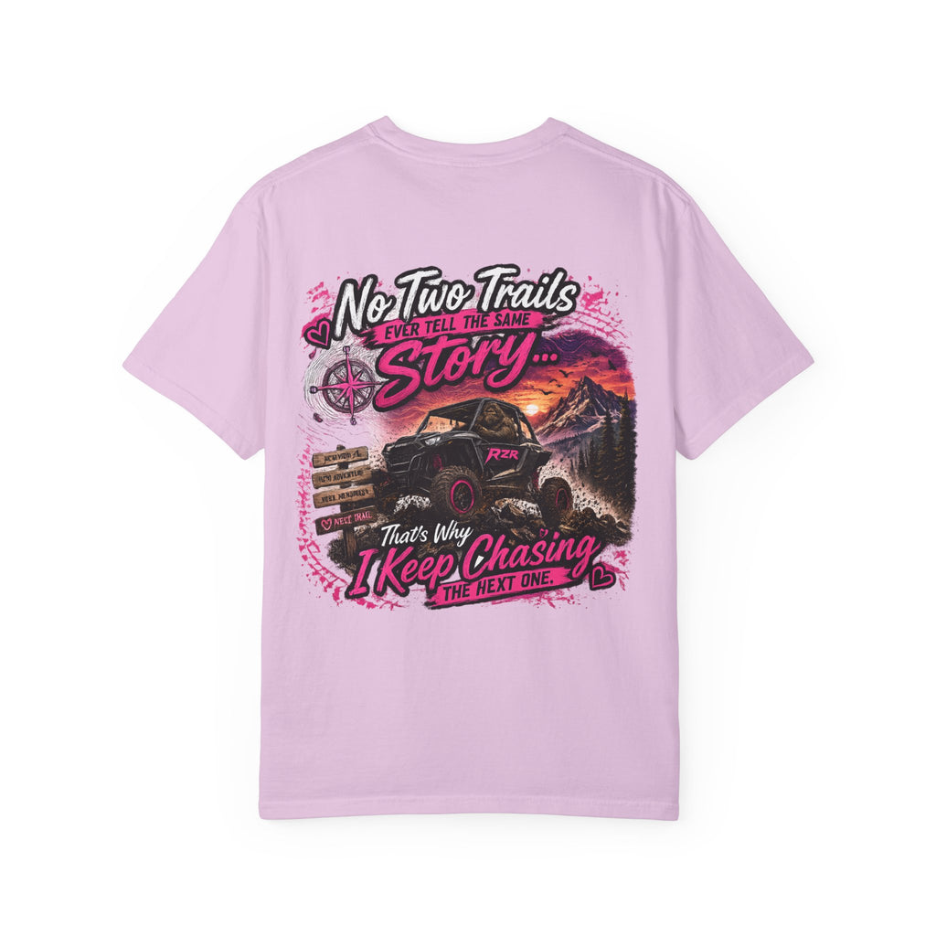 Off-Road Adventure T-Shirt — “No Two Trails Ever Tell the Same Story” Mountain Jeep Graphic