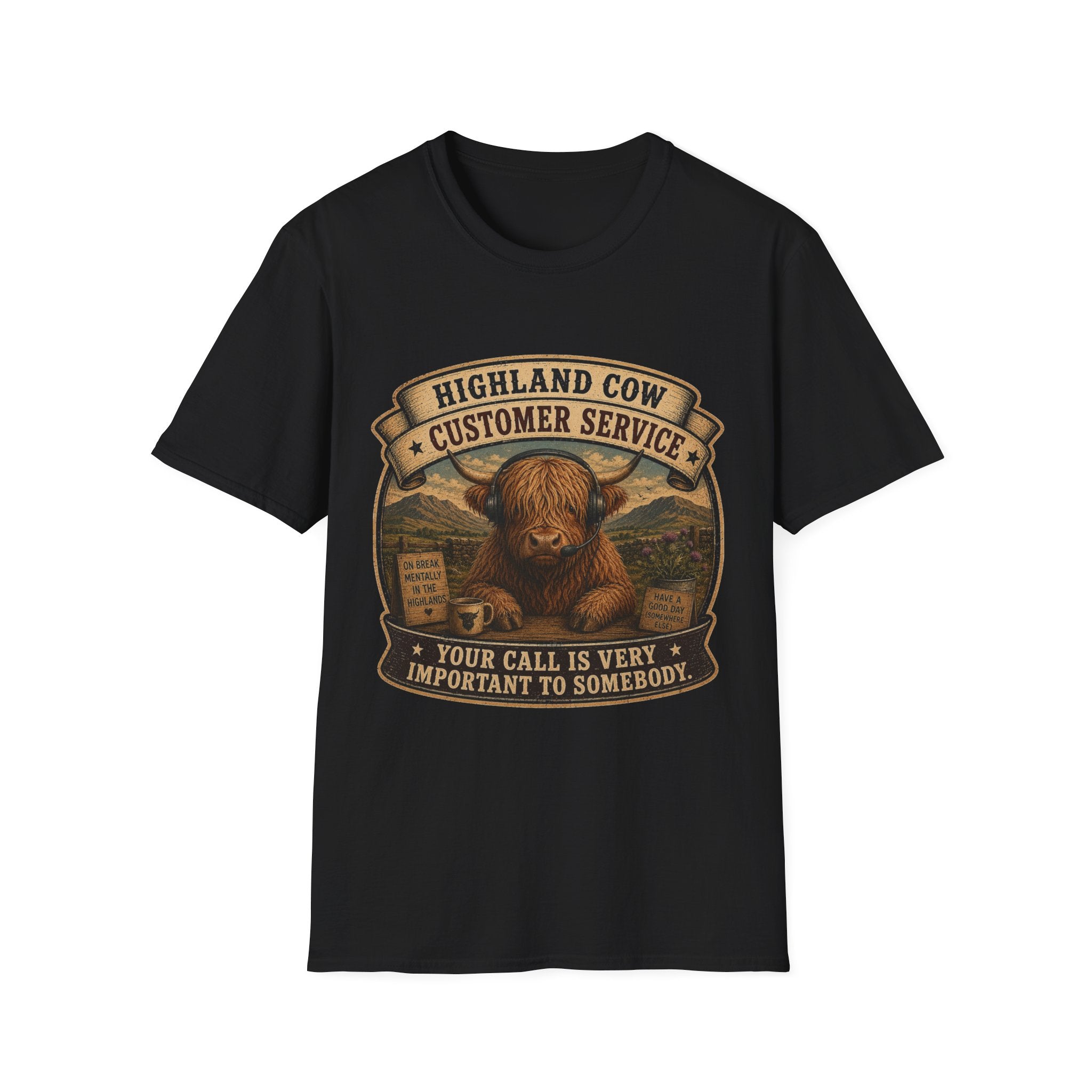 Highland Cow Customer Service Unisex Softstyle T-Shirt