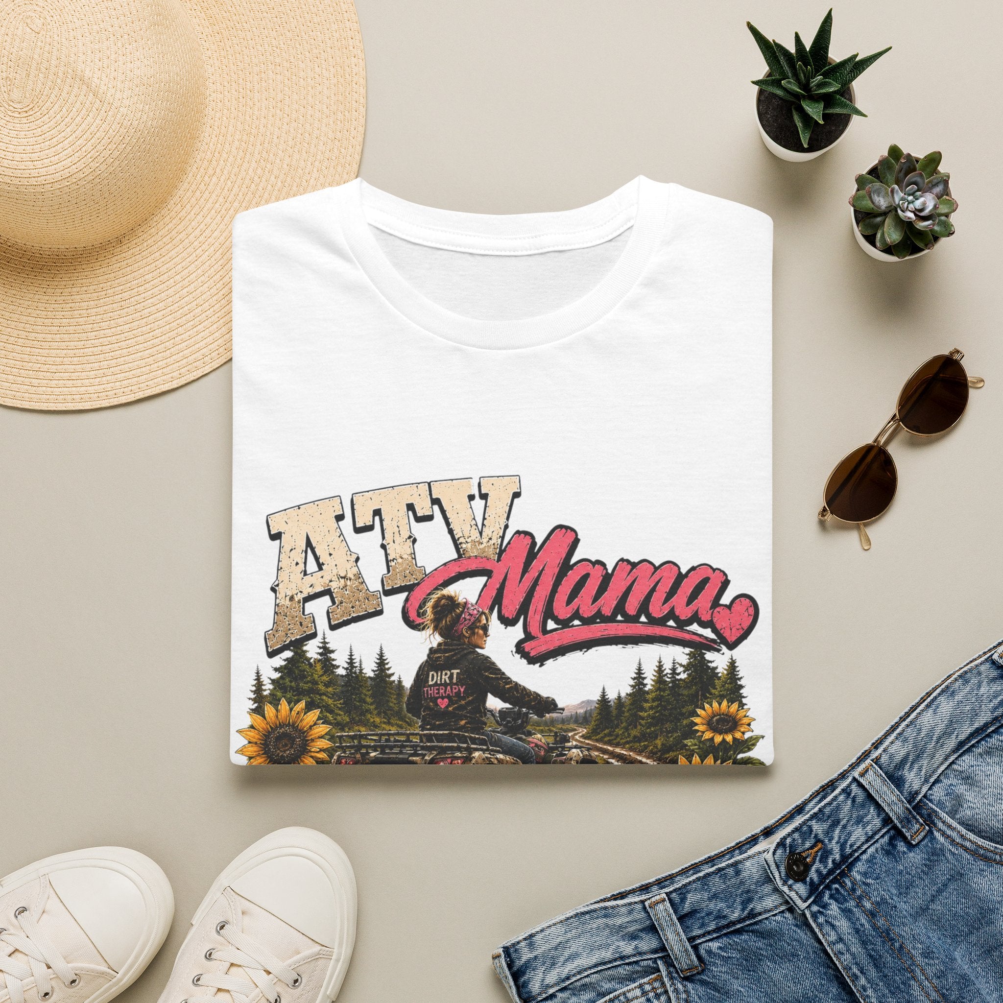 ATV Mama T-Shirt — Messy Hair, Muddy Boots Graphic Tee for Moms