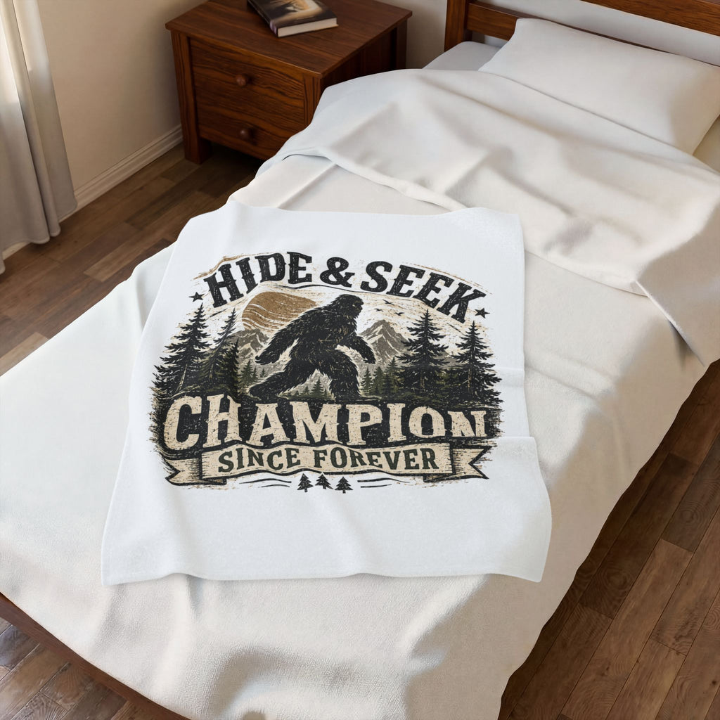 Hide & Seek Champion Since Forever Bigfoot Velveteen Plush Blanket