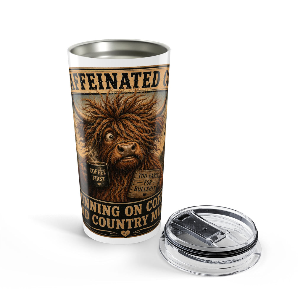 Running On Coffee & Country Music Highland Cow Tumbler 20oz