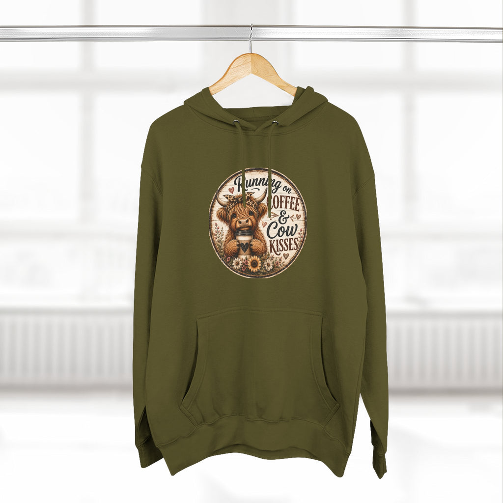 Running on Coffee & Cow Kisses Three-Panel Fleece Hoodie