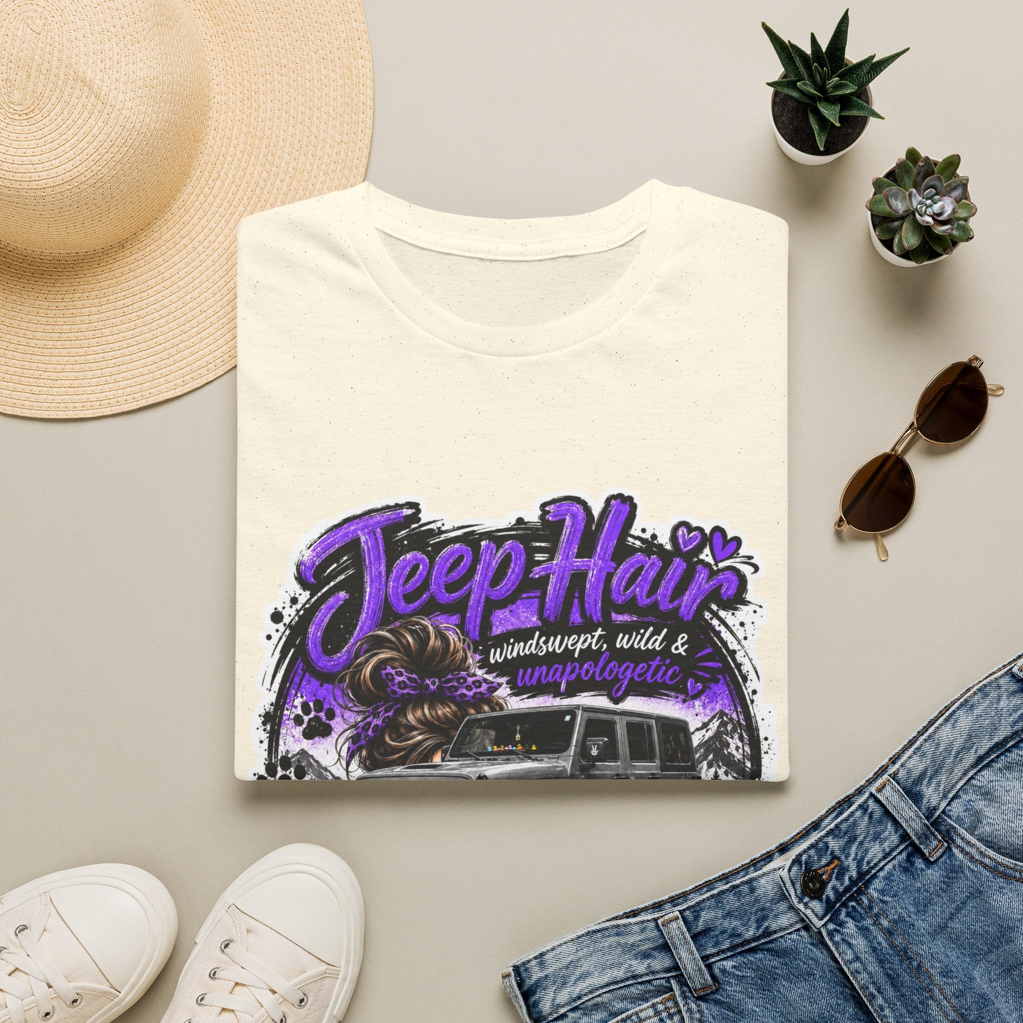 Jeep Hair Don't Care (Purple) Unisex Softstyle T-Shirt