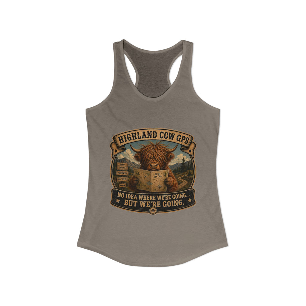 Highland Cow GPS Women's Ideal Racerback Tank