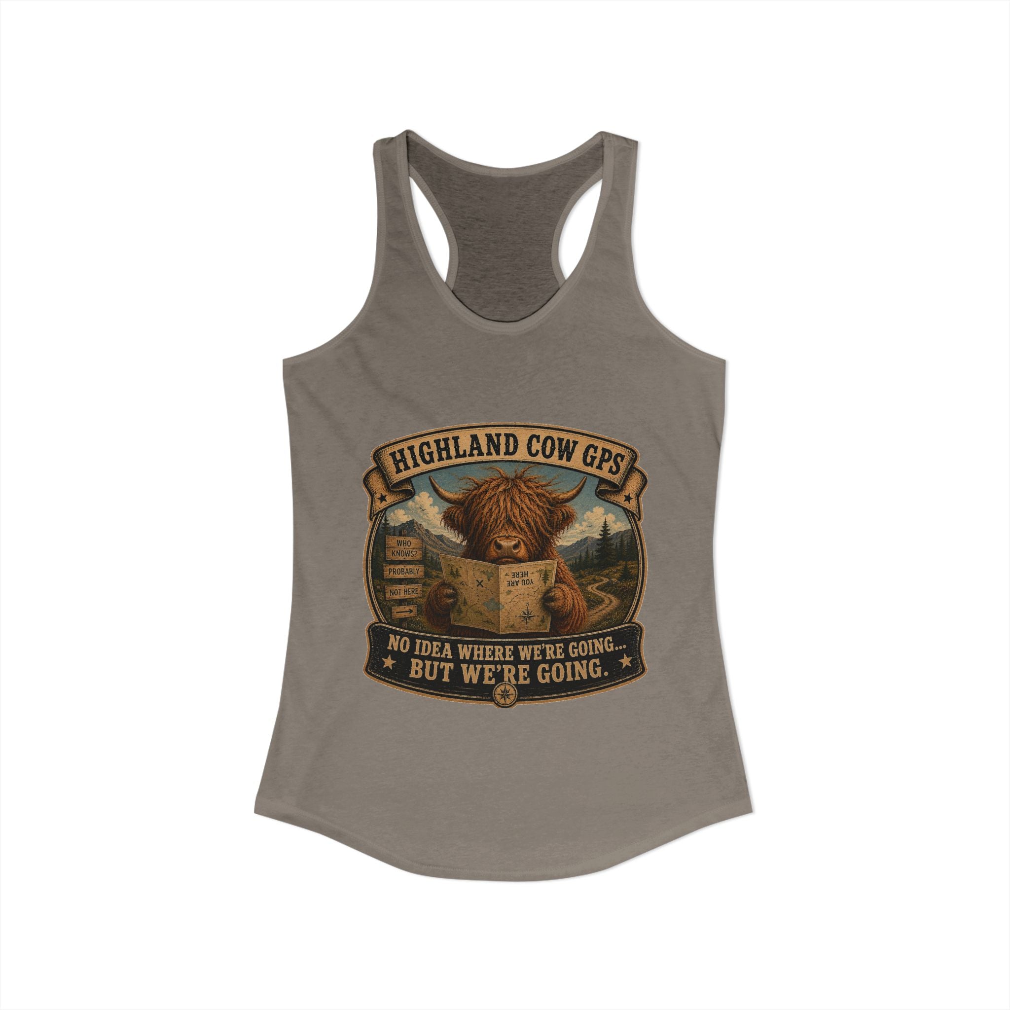 Highland Cow GPS Women's Ideal Racerback Tank