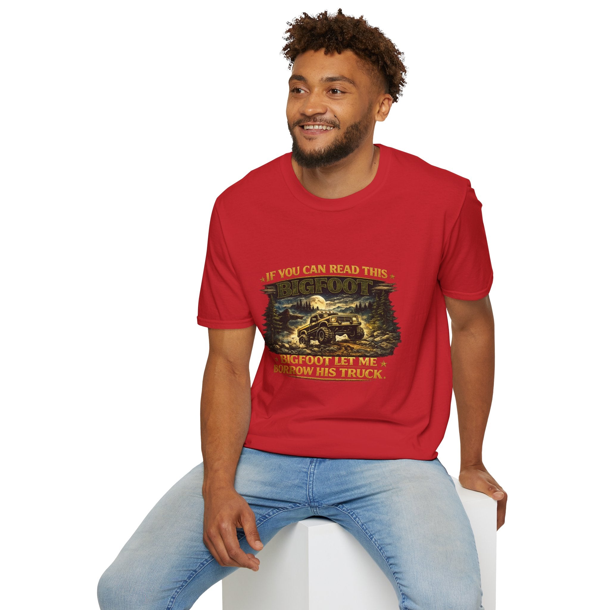 Bigfoot Truck T-Shirt — “If You Can Read This Bigfoot Let Me Borrow His Truck” Graphic Tee