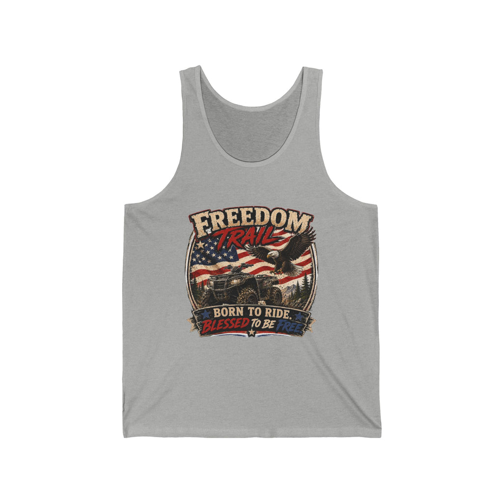 "Born to Ride, Blessed to Be" Motorcycle Graphic — Patriotic Freedom Trail Tank Top