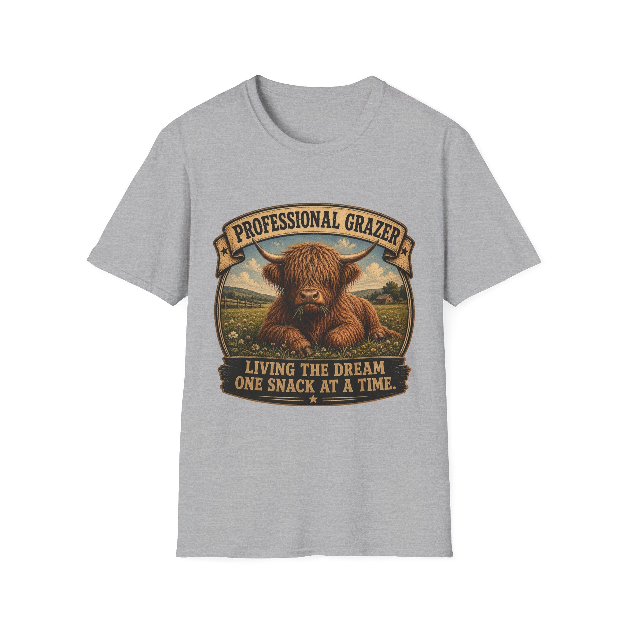 Before and After Coffee Highland Cow Unisex Softstyle T-Shirt