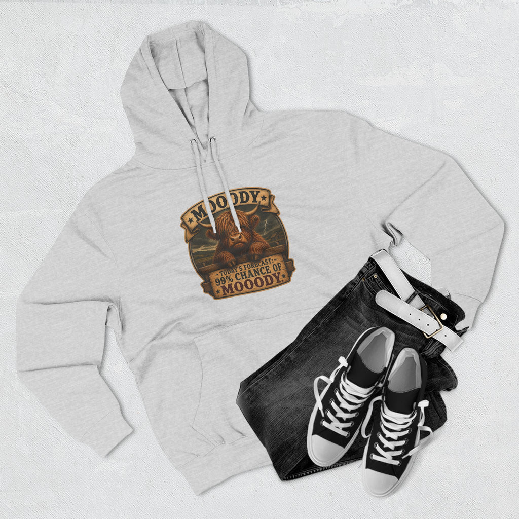 Moody Today's Forecast Highland Cow Three-Panel Fleece Hoodie