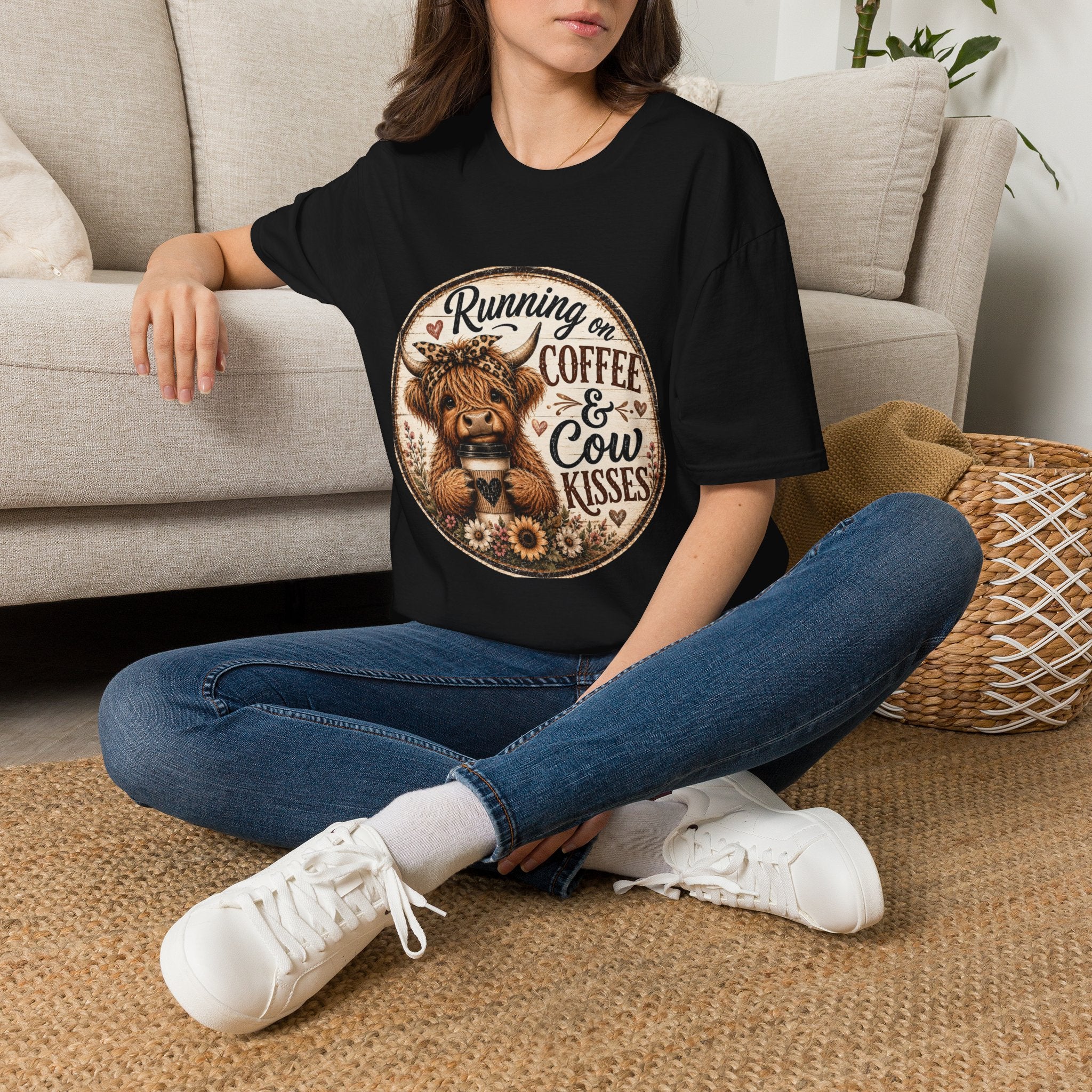 Running on Coffee & Cow Kisses - Unisex Softstyle T-Shirt