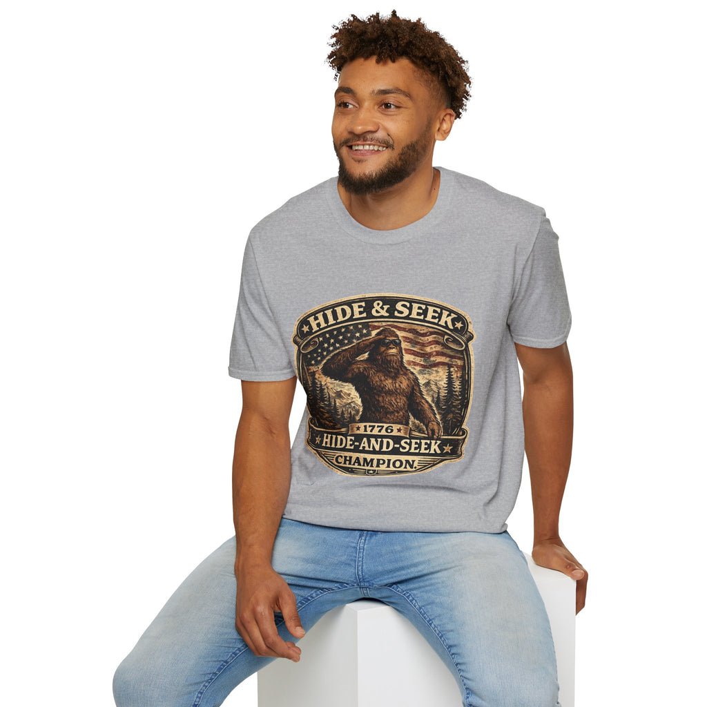 Sasquatch 'Hide & Seek' Graphic T-Shirt — Vintage Bigfoot Tee