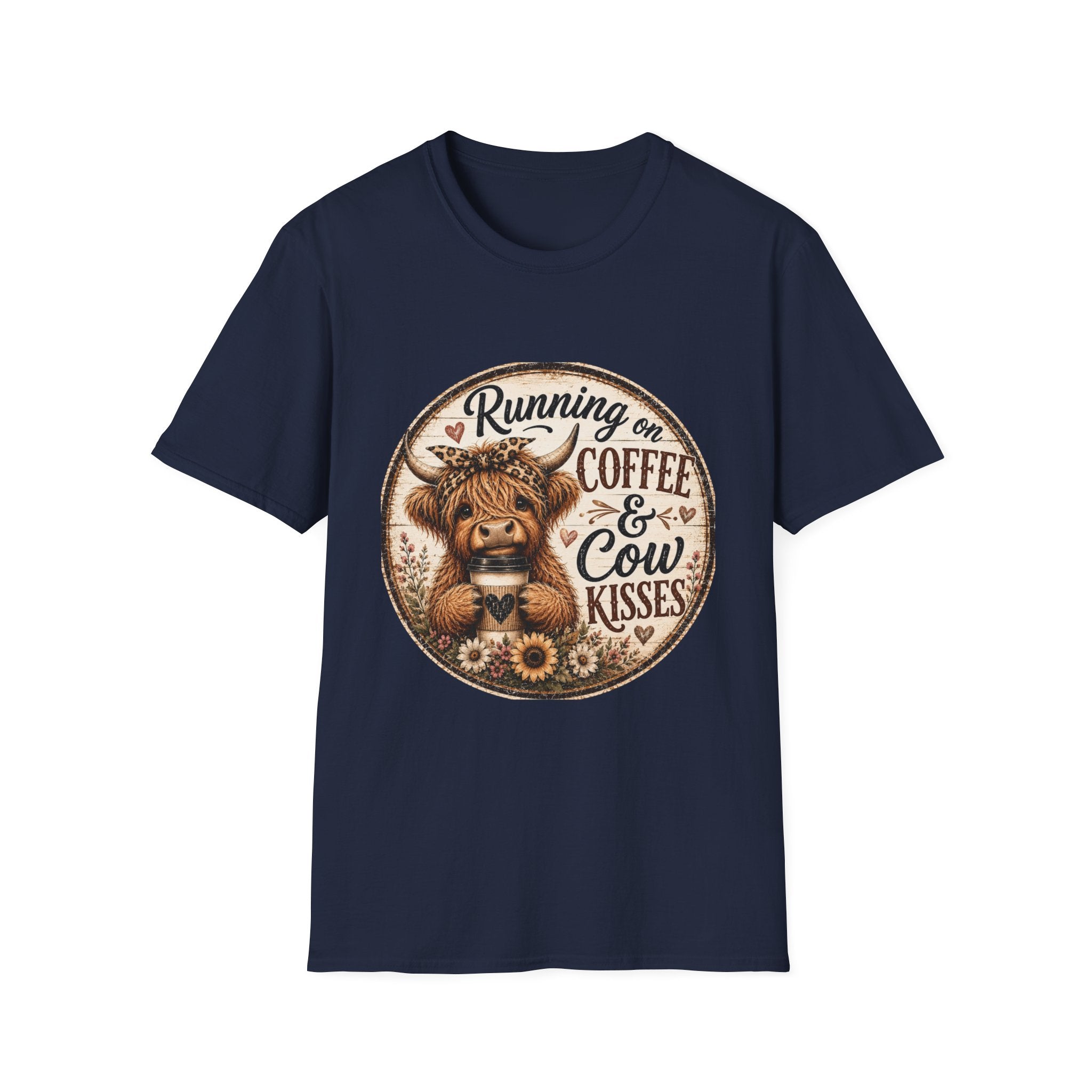 Running on Coffee & Cow Kisses - Unisex Softstyle T-Shirt