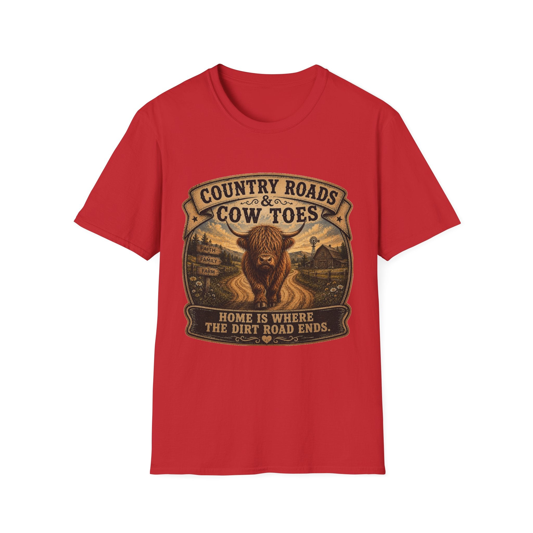 Country Roads Cow Toes Unisex Softstyle T-Shirt