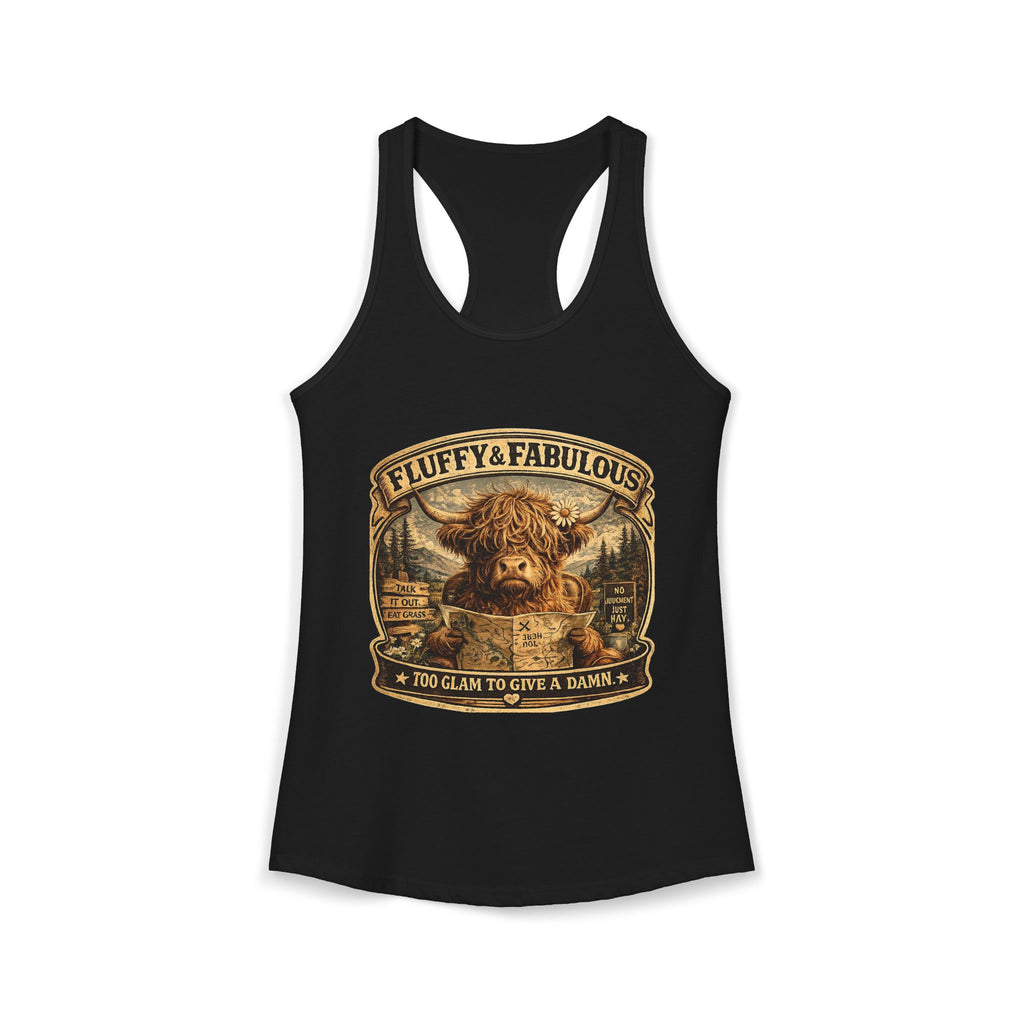 Fluffy & Fabulous Highland Cow Women's Ideal Racerback Tank