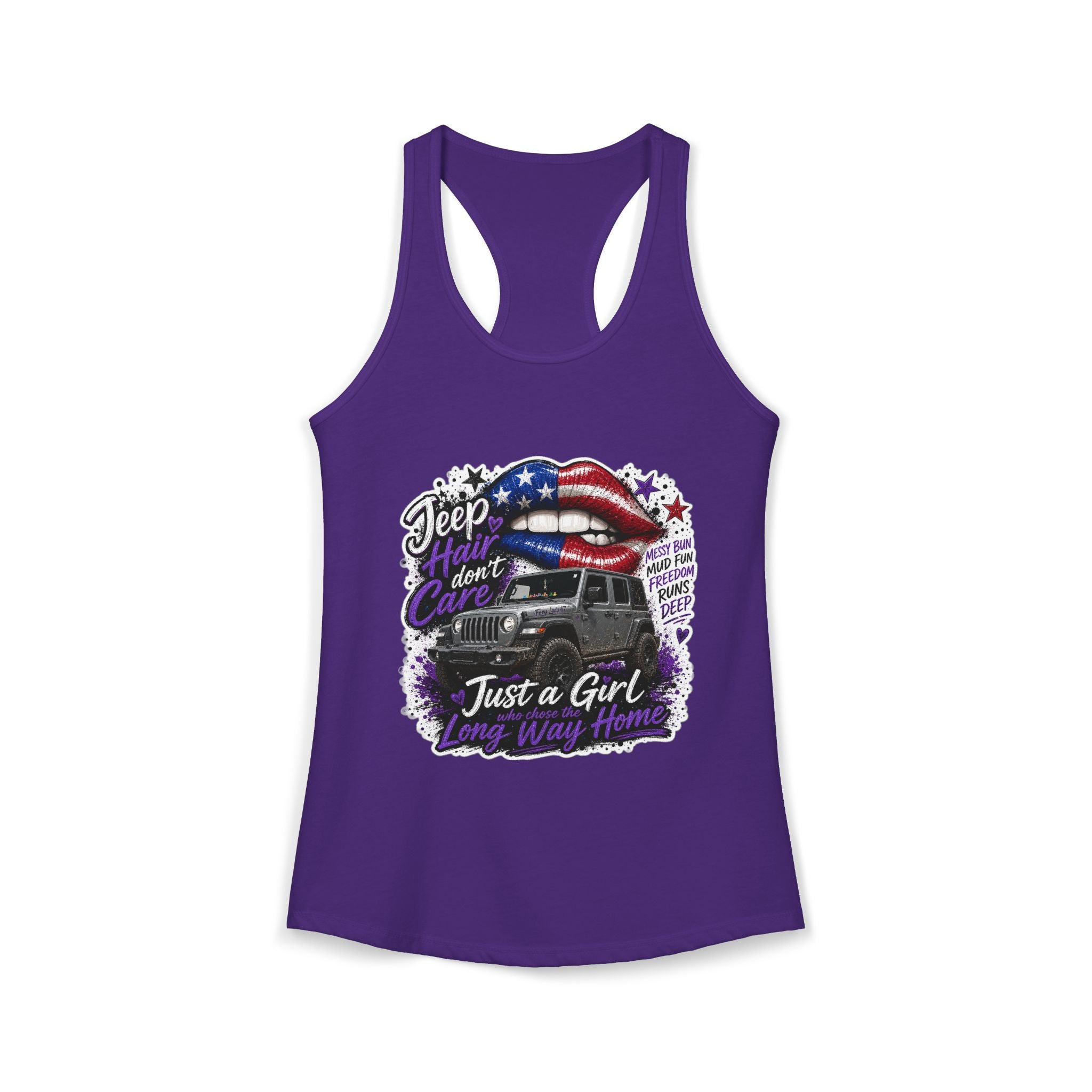 Jeep Hair Don't Care - Just a Girl A Long Way Home Women's Ideal Racerback Tank