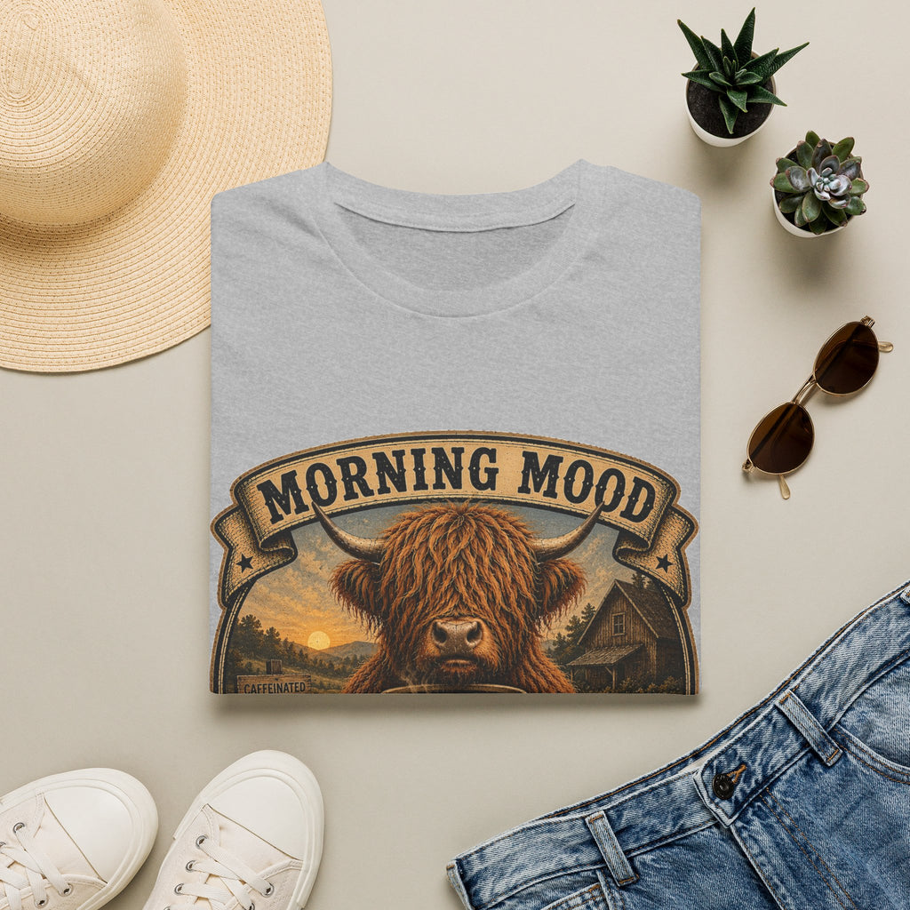 Morning Mood Moo First Questions Later Highland Cow Unisex Softstyle T-Shirt