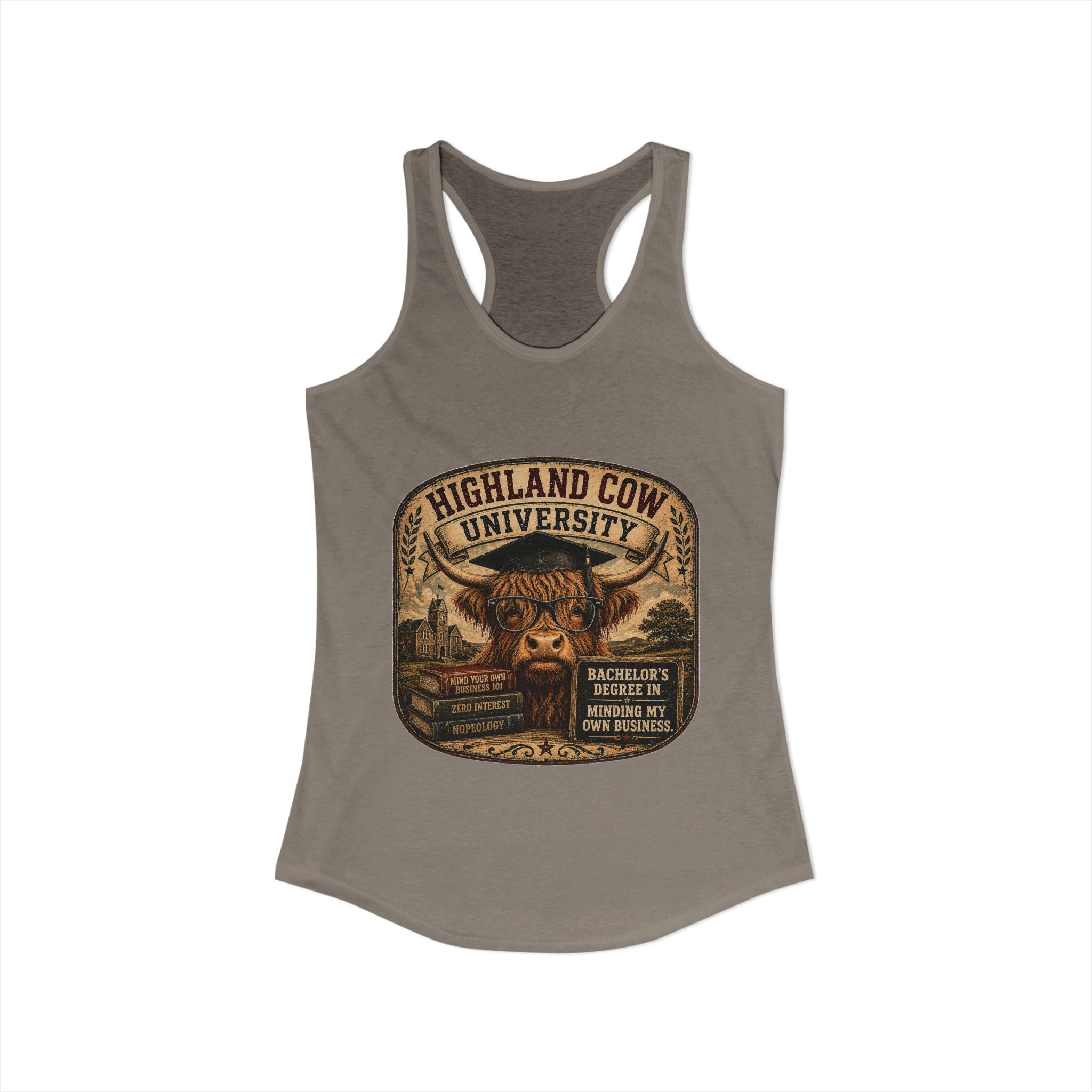 Highland Cow University Women's Ideal Racerback Tank