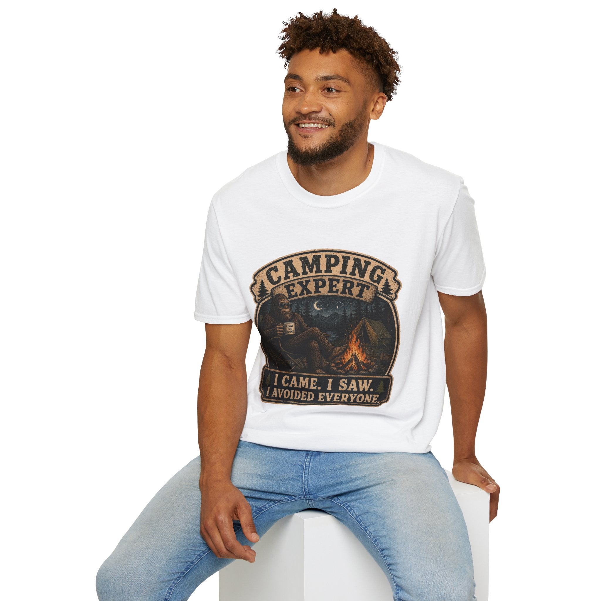 Camping Expert T-Shirt — “I Came. I Saw. I Avoided Everyone.” Outdoorsy Campfire Tee