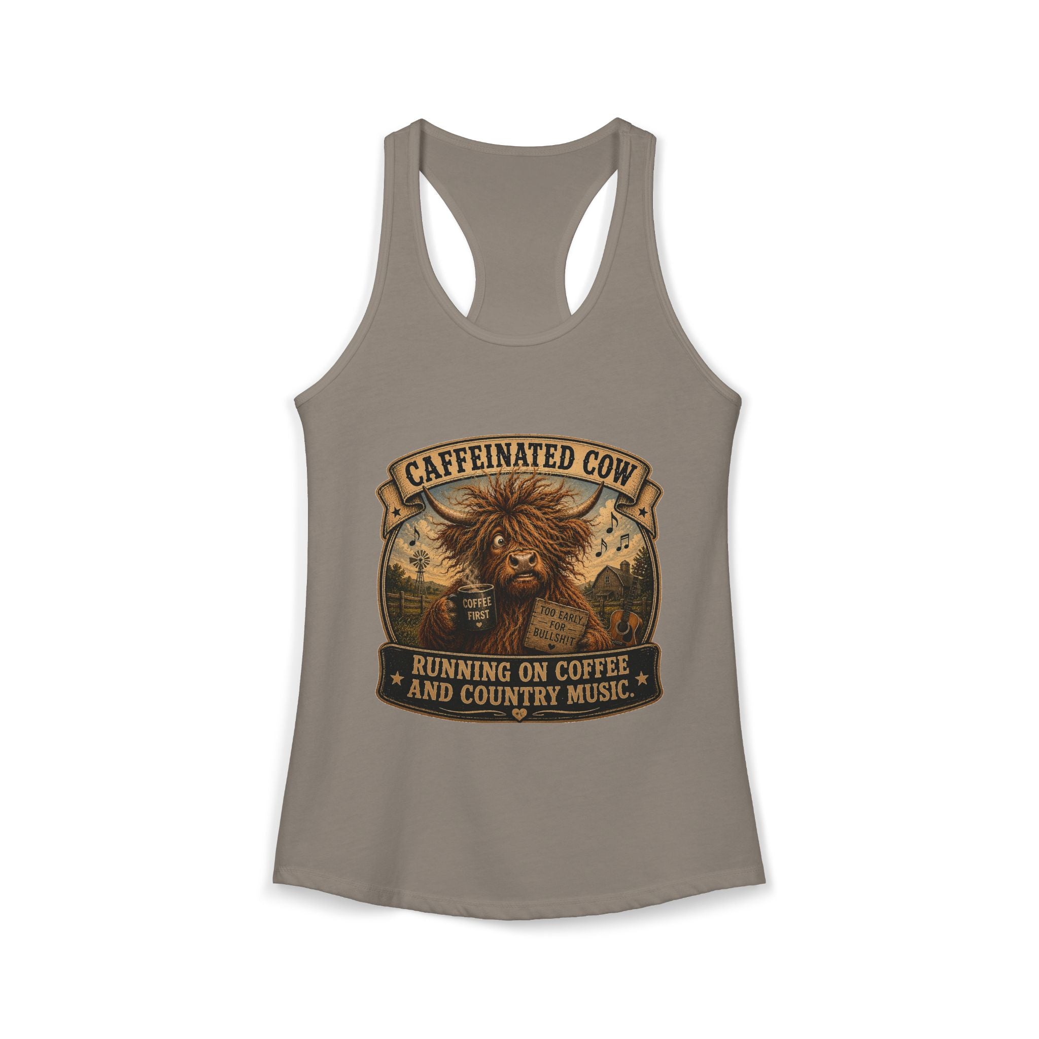 Caffeinated Cow Women's Ideal Racerback Tank