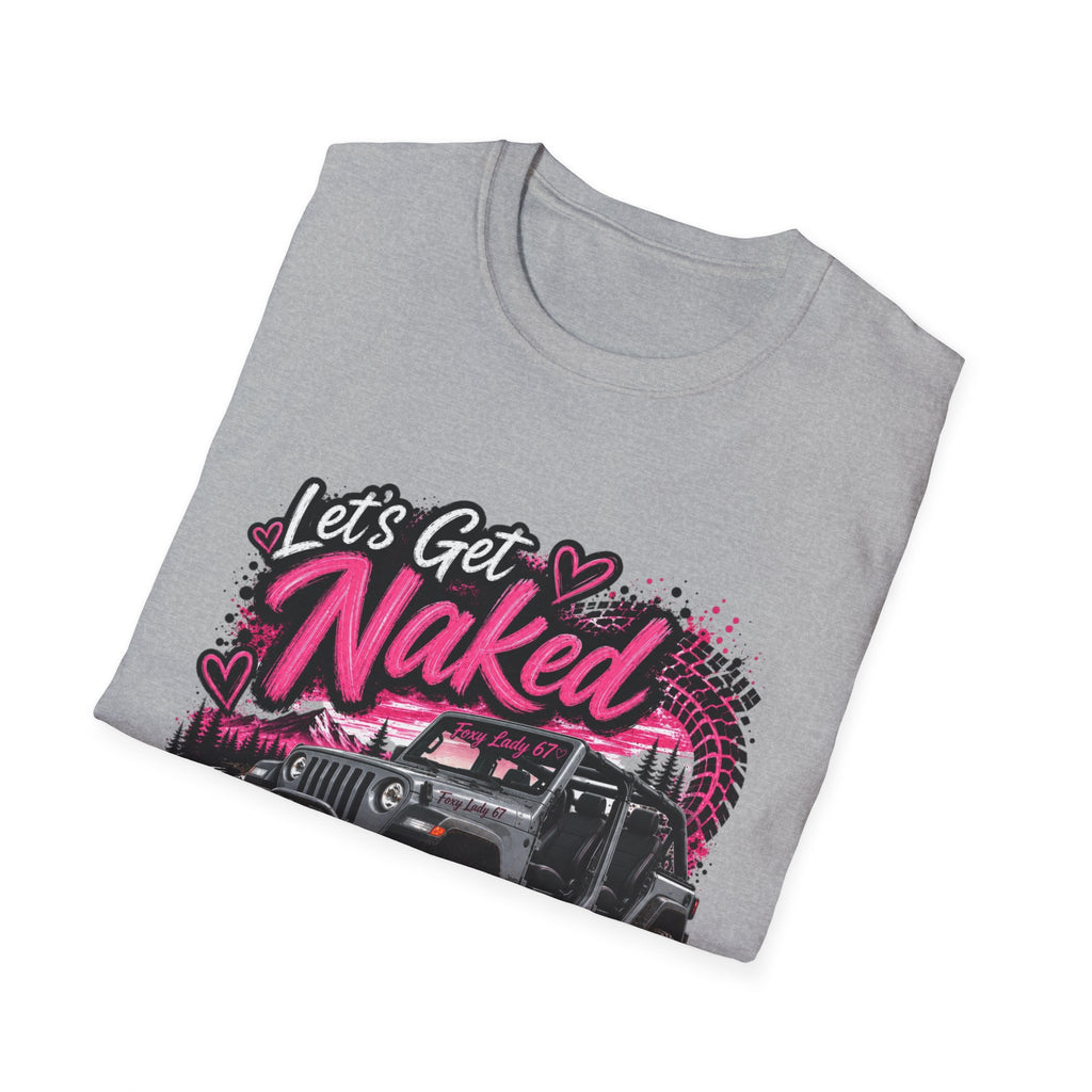 Jeep 'Let's Get Naked' Graphic T-Shirt — (Pink) Funny Off-Roading Top