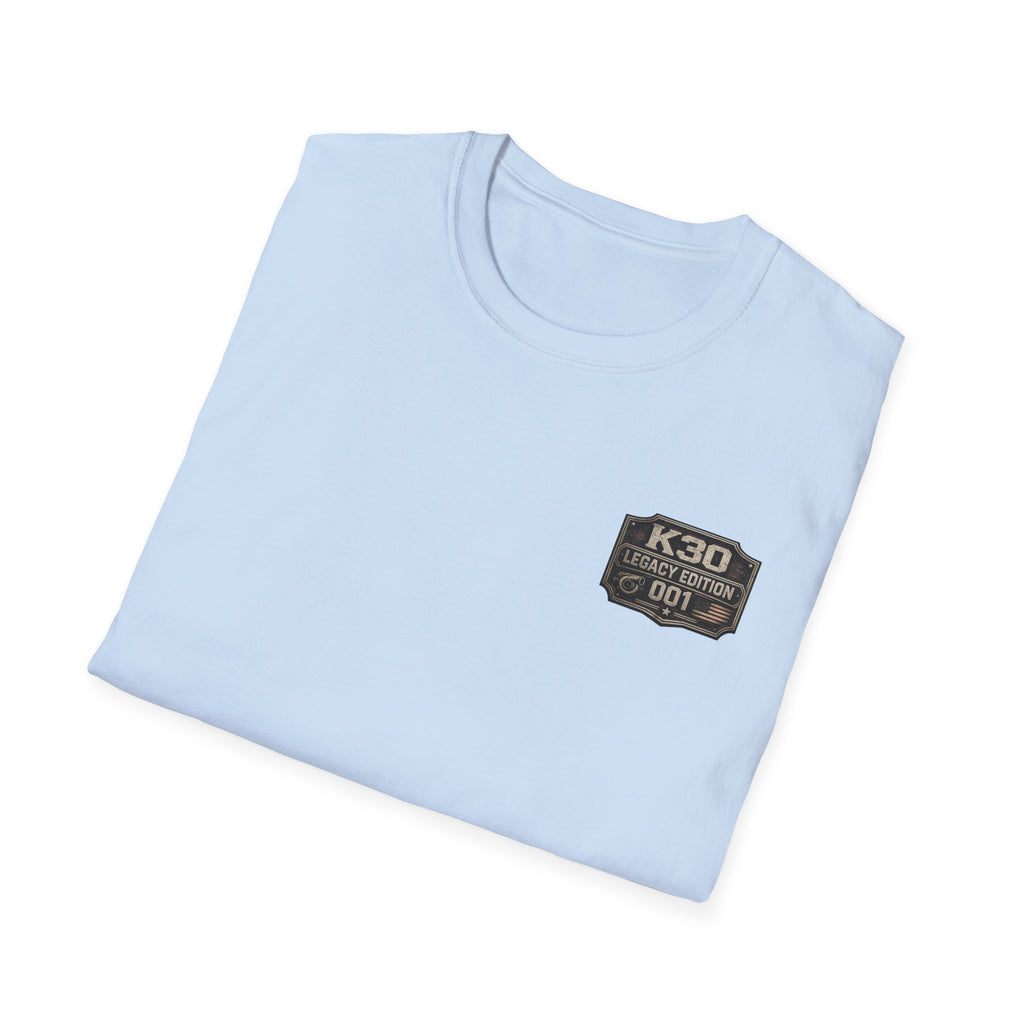 Chevy Parking Only Everyone Else Can Walk - K30 Legacy Edition Badge T-Shirt — 'K30 Legacy Edition 001' Chest Logo