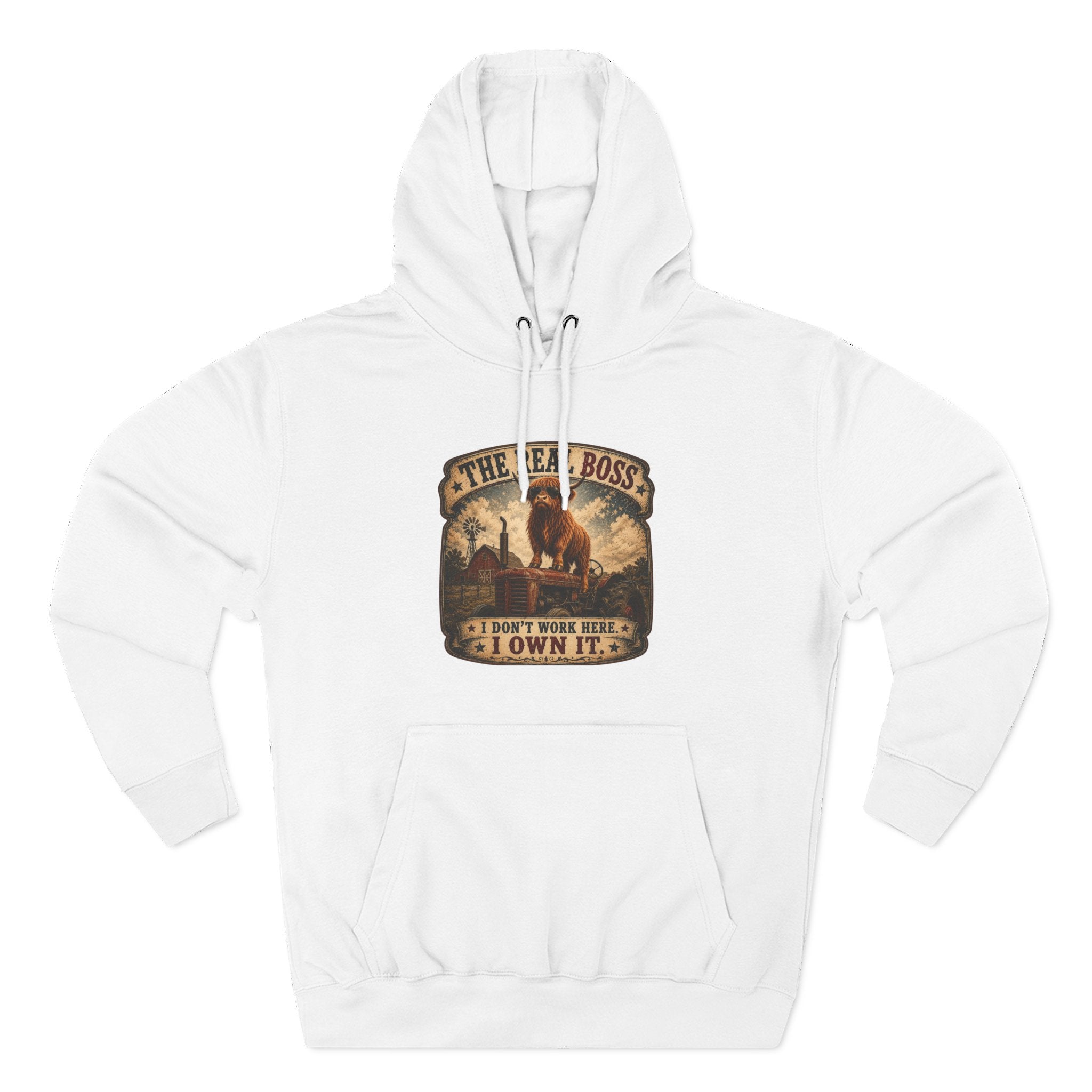 The Real Boss Highland Cow Three-Panel Fleece Hoodie