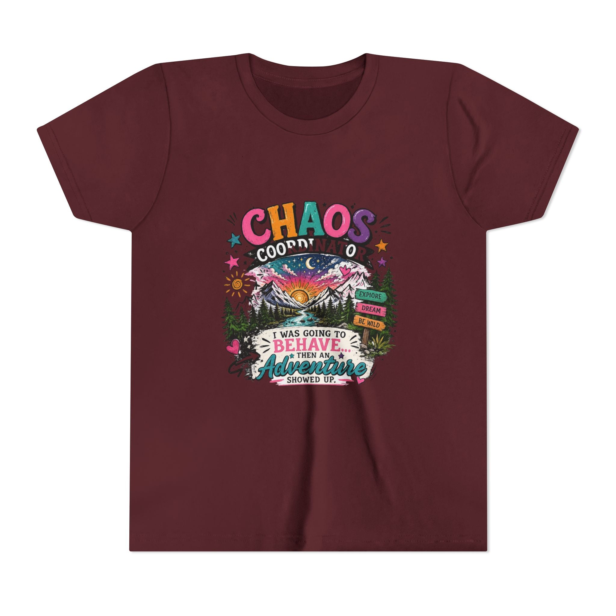 Chaos Coordinator Kids T-Shirt – I Was Going To Behave But Then Adventure Showed Up Graphic Tee