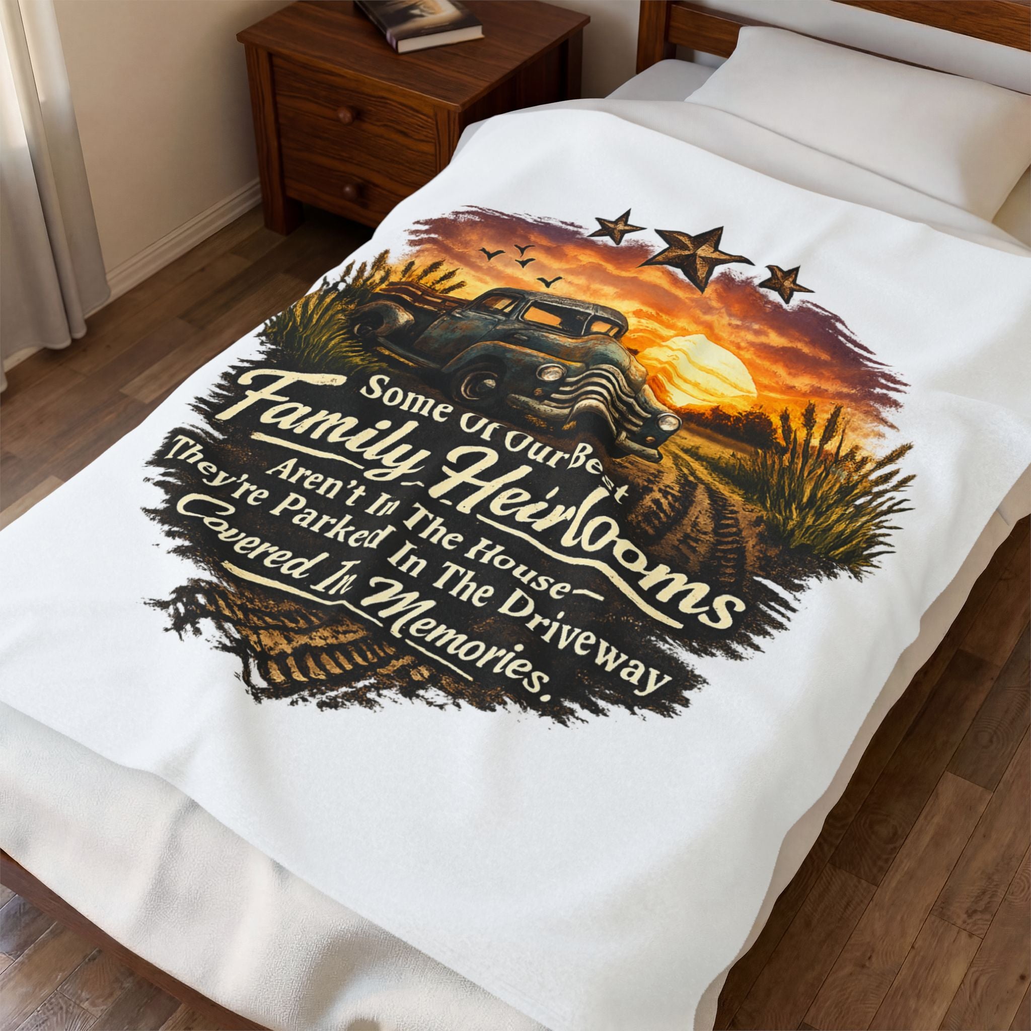 Family Heirlooms Truck Velveteen Plush Blanket — 'Some Of Our Best Family Heirlooms Aren’t In The House…They’re Parked In The [...]