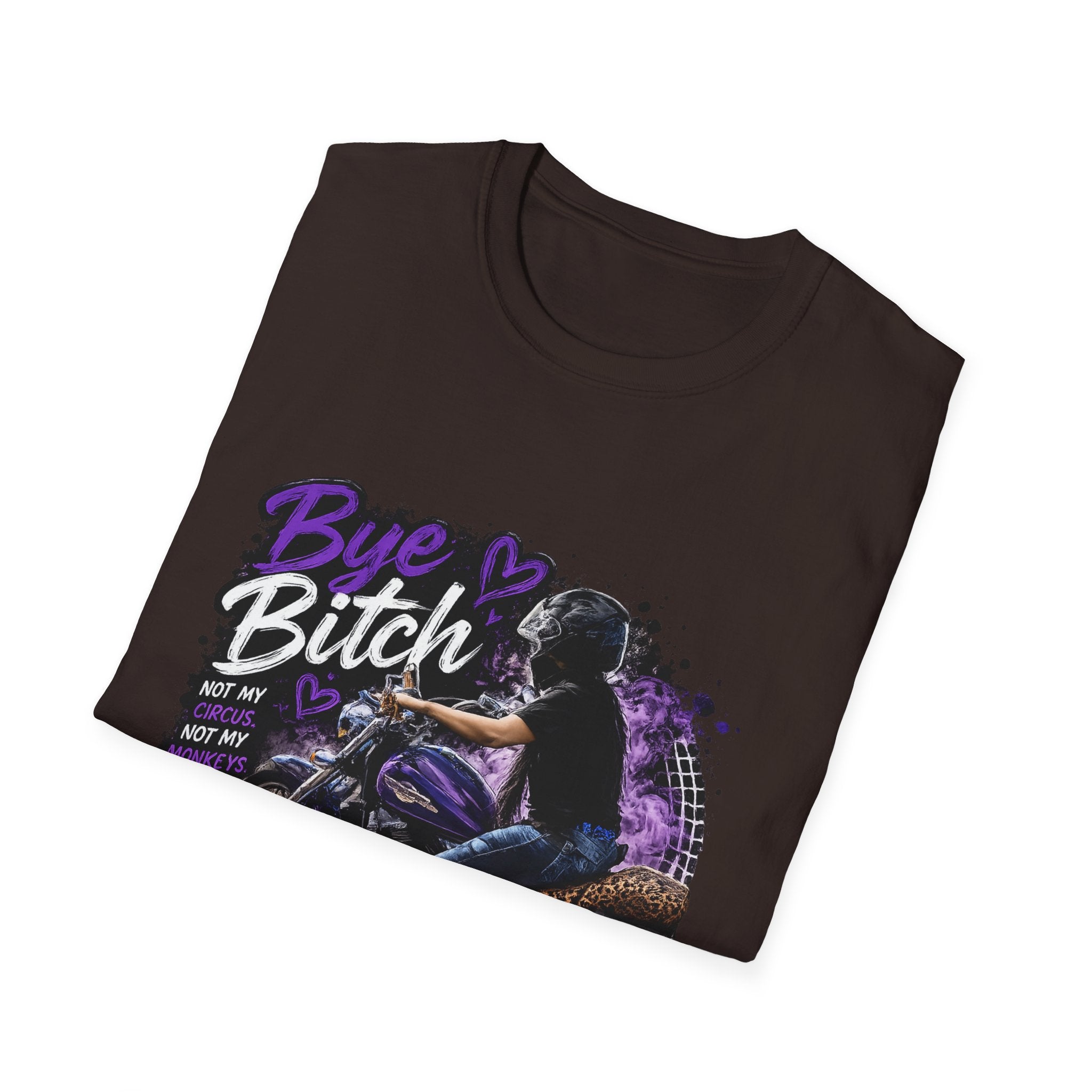 T‑Shirt "Bue Bitch" Purple Motorcycle Design – Biker Babe Graphic