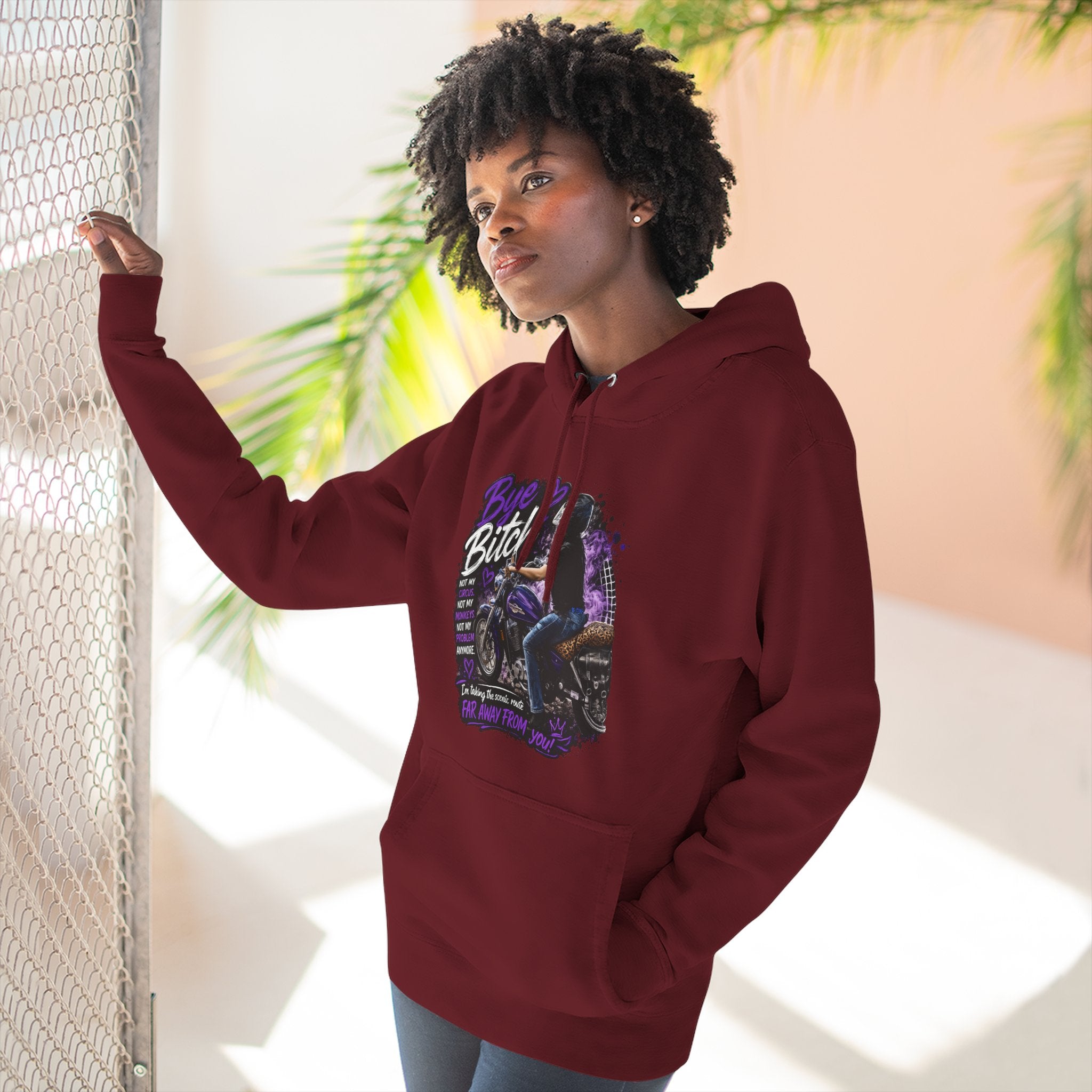 "Bitch" Retro Motorcycle Pullover — Biker Babe Graphic Hoodie