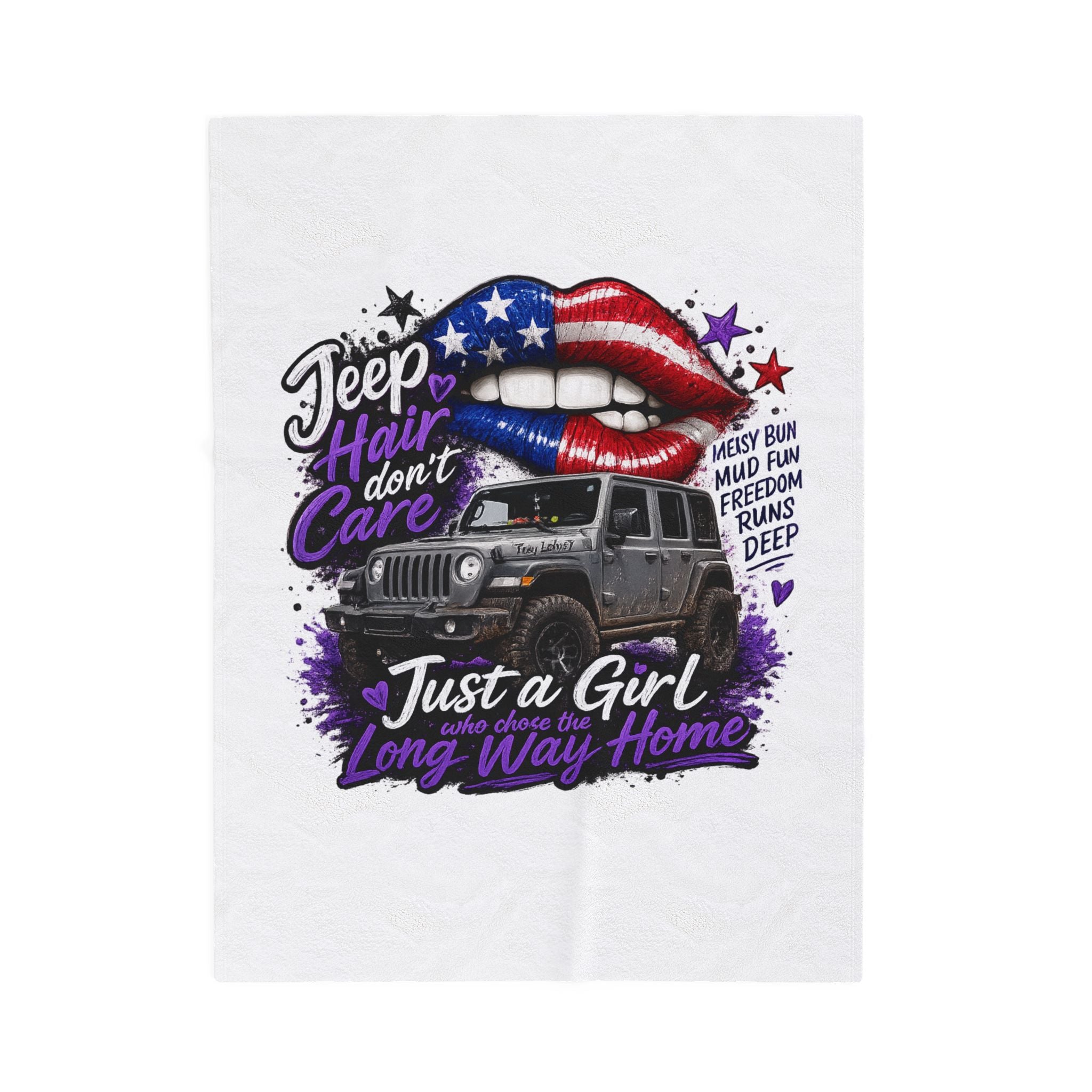 Just A Girl On A Long Way Home Jeep Velveteen Plush Blanket