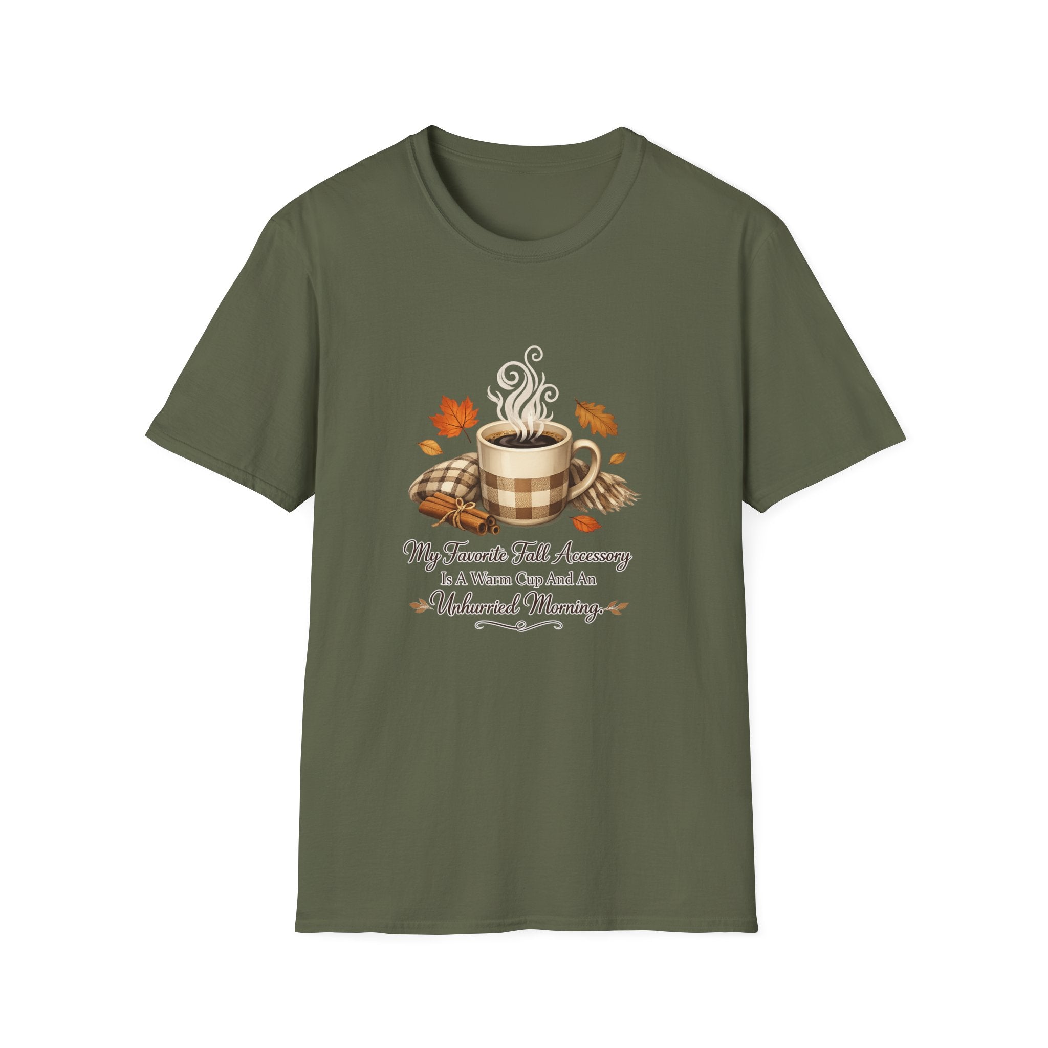 'My Favorite Fall Accessory is a Warm Cup and a Weekend Morning' — Cozy Fall Coffee T-Shirt