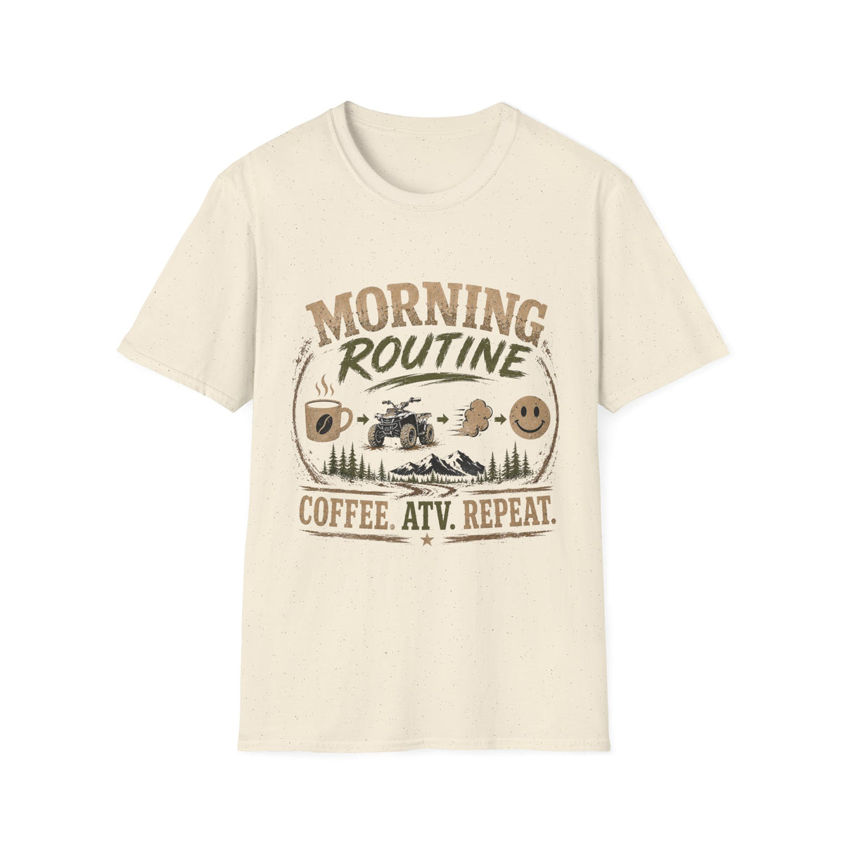 Morning Routine T-Shirt — “Coffee. ATV. Repeat.” Outdoor Adventure Graphic Tee