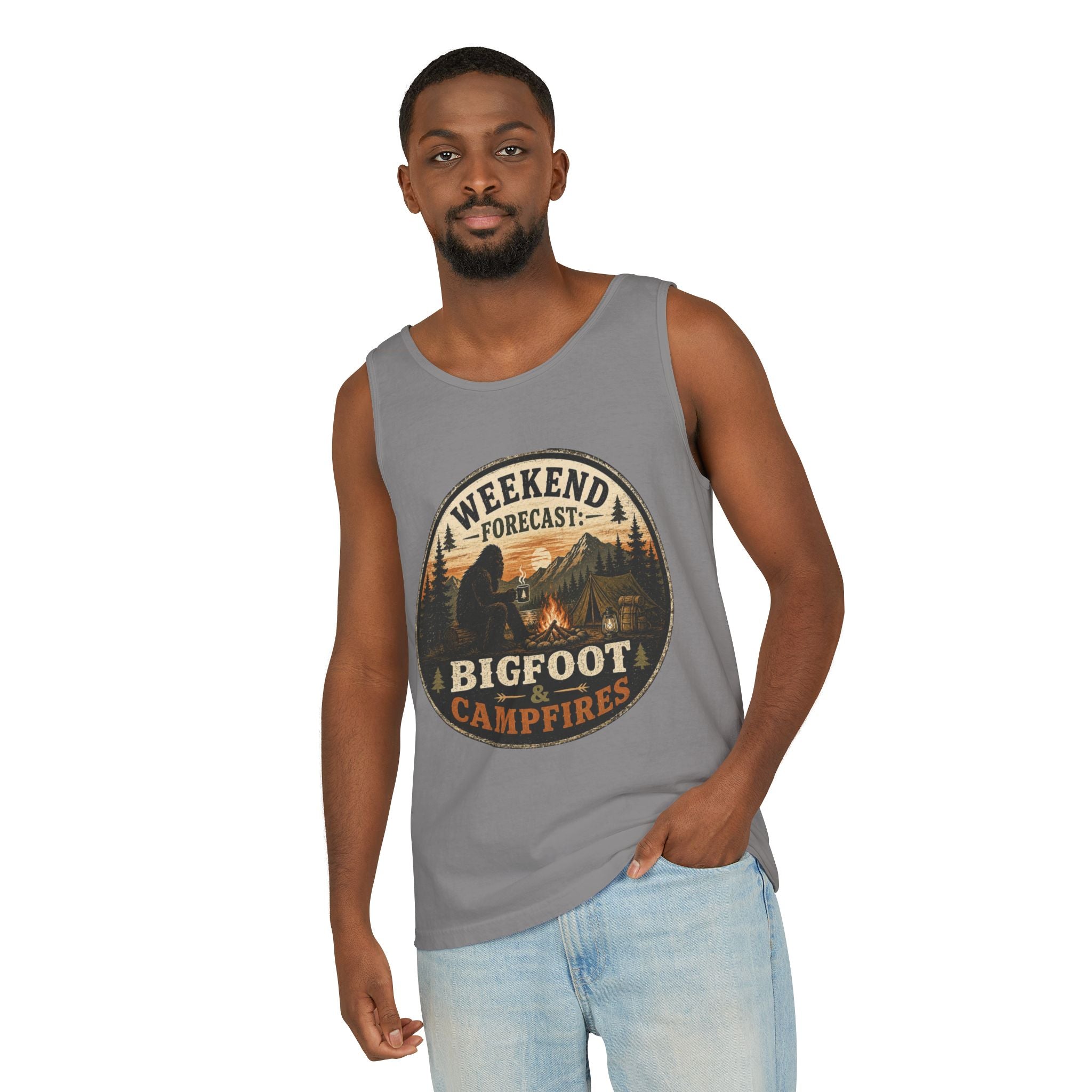 Weekend Forecast Bigfoot & Campfires Tank Top