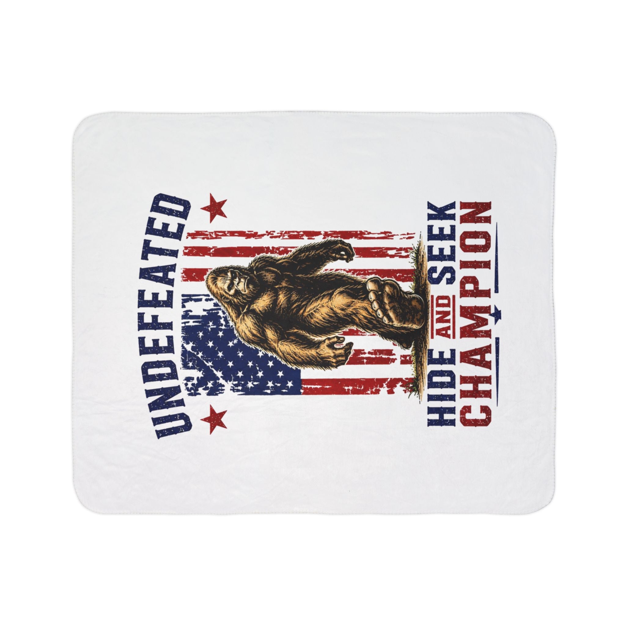 Undeafted Hide and Seek Champion 4th of July Fleece Sherpa Blanket