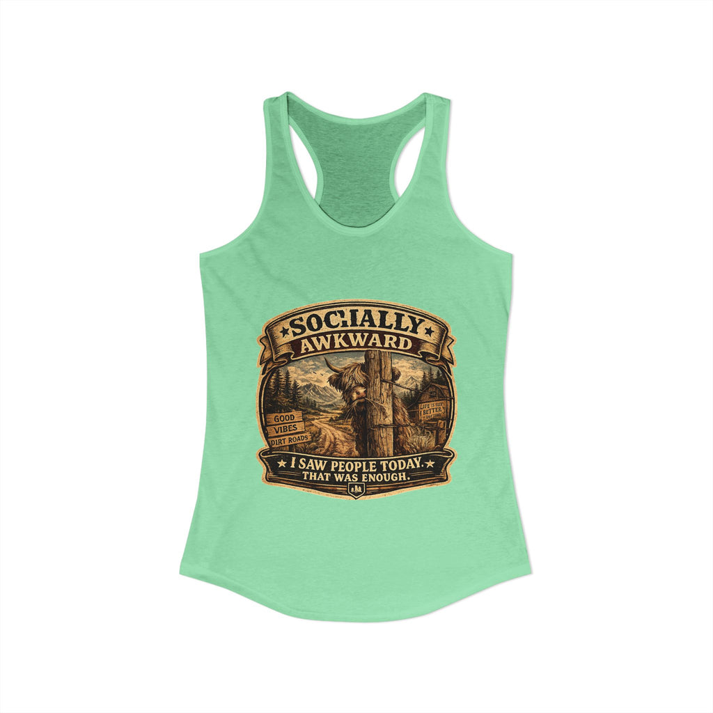 Socially Awkward Highland Cow Women's Ideal Racerback Tank
