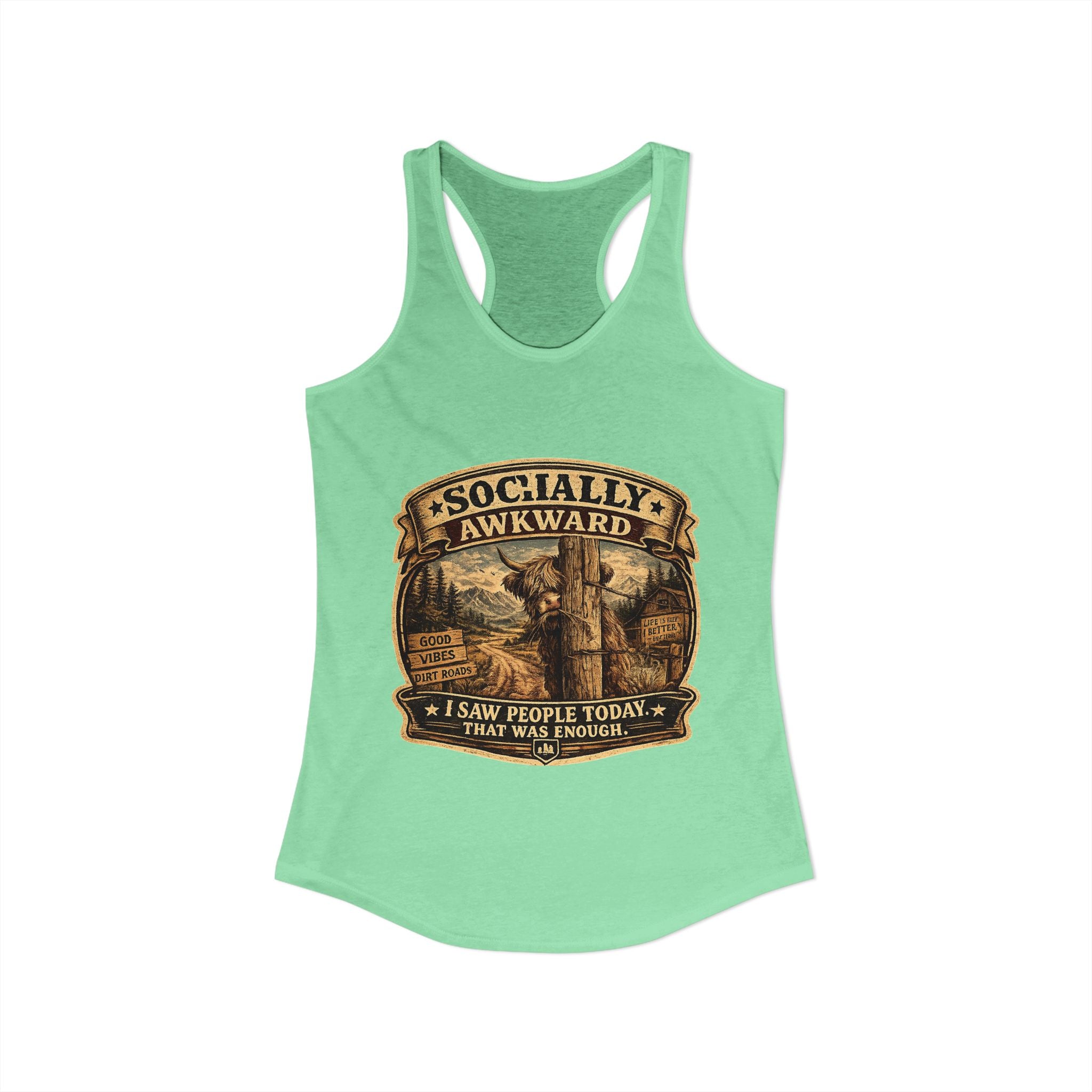Socially Awkward Highland Cow Women's Ideal Racerback Tank