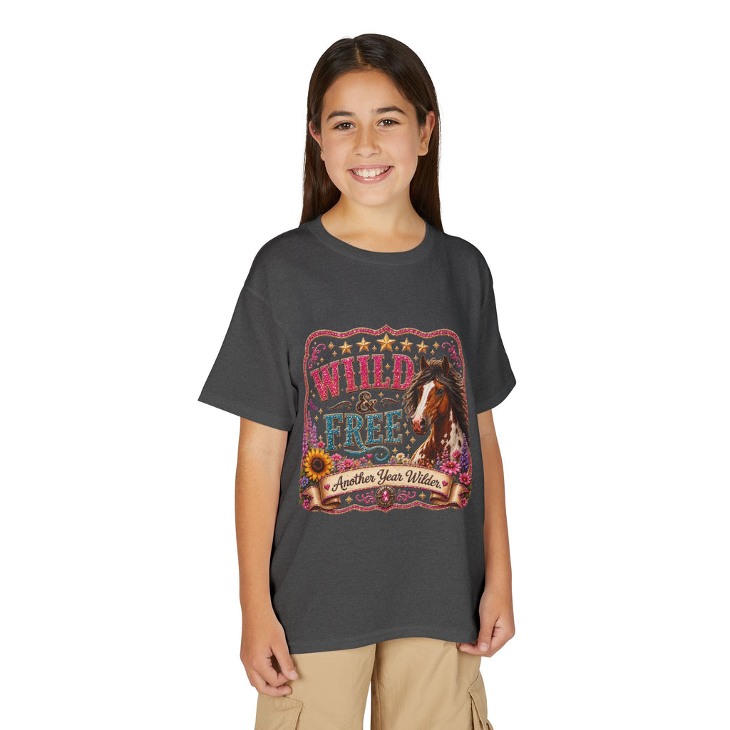 "Another Year Wilder" Horse Graphic — Wild & Free Youth T‑Shirt