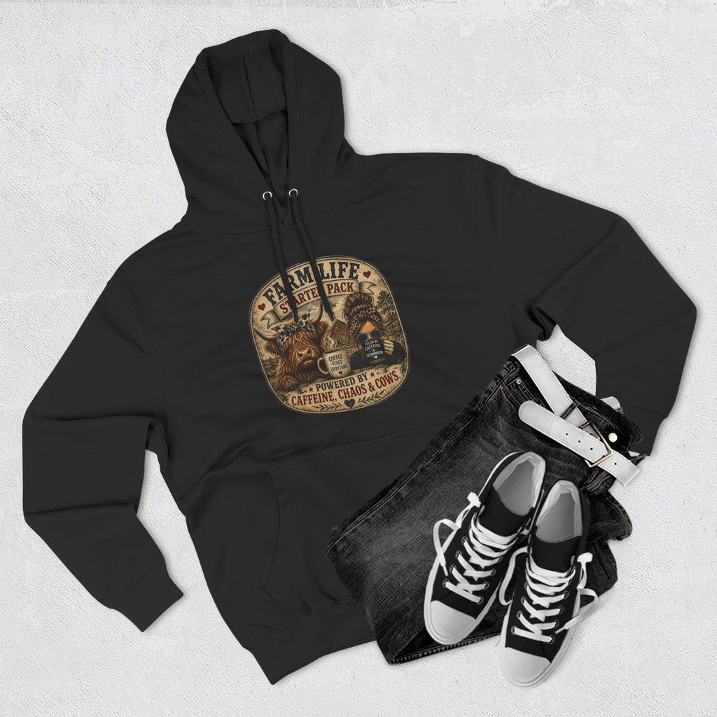Farm Life Highland Cow Three-Panel Fleece Hoodie