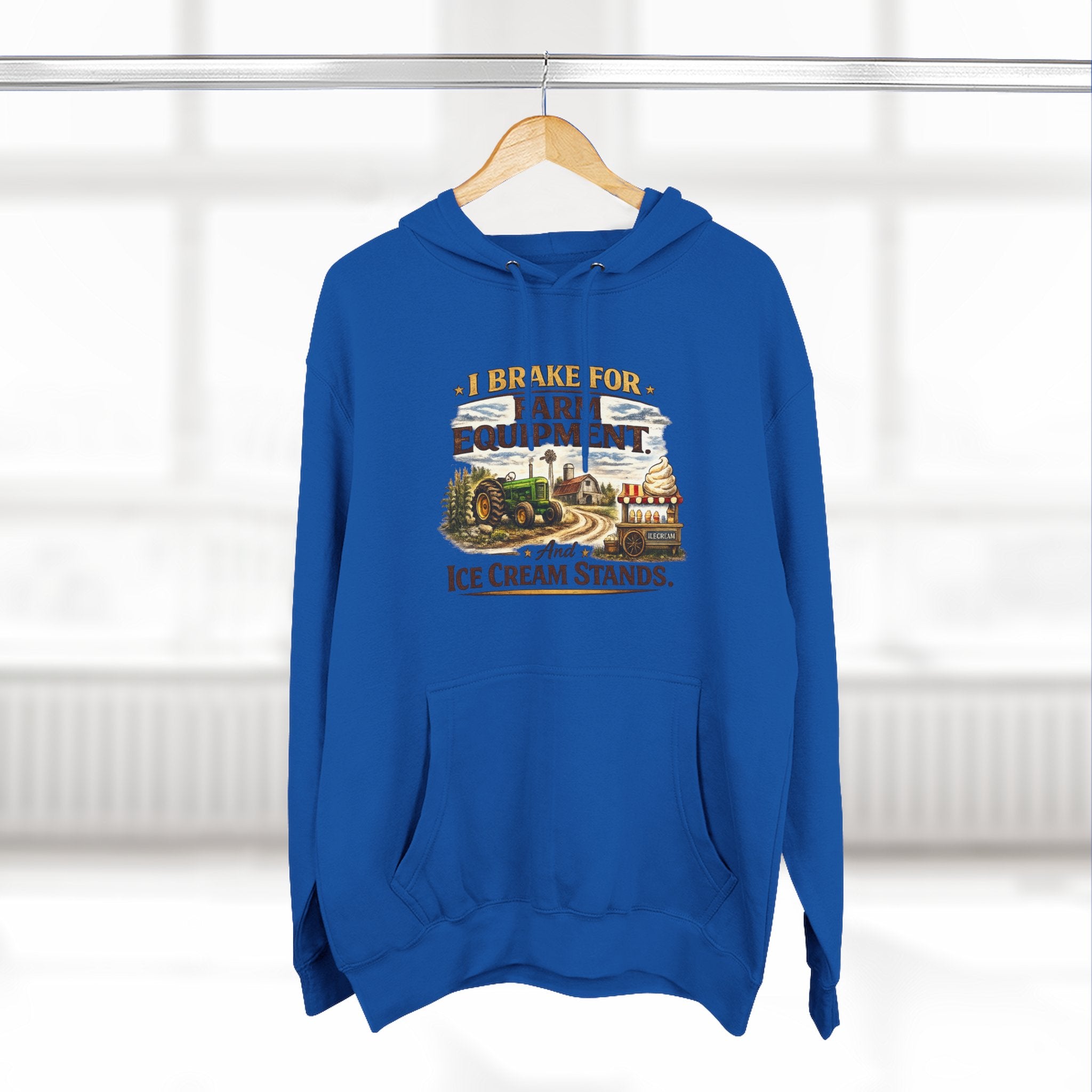 Farm Equipment & Ice Cream Stands Hoodie - Vintage Country Farming Graphic Hoodie