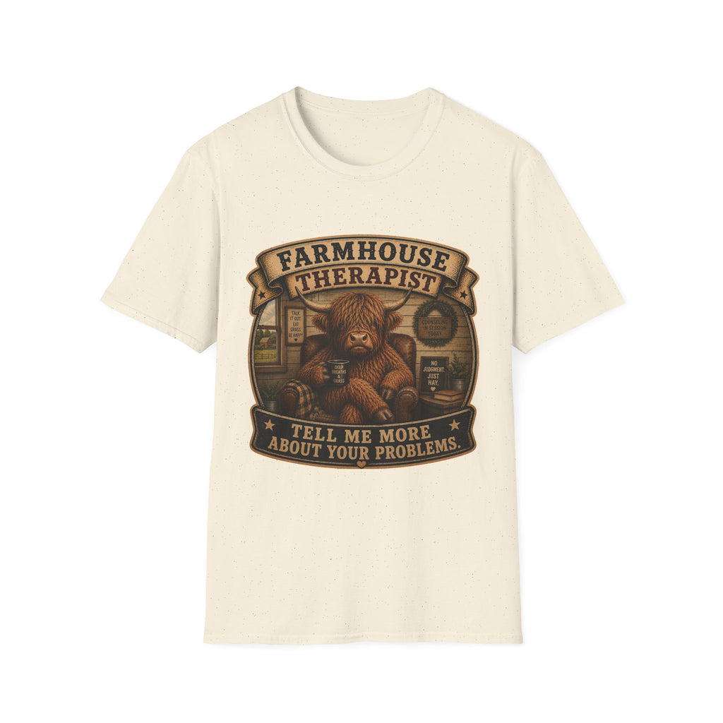 Farmhouse Therapist Highland Cow Unisex Softstyle T-Shirt