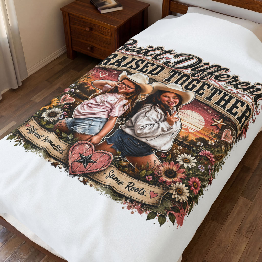 Built Different Raised Together Velveteen Plush Blanket
