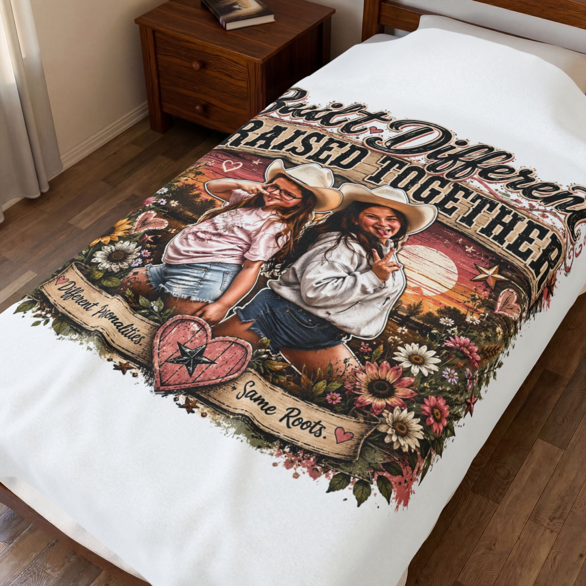 Built Different Raised Together Velveteen Plush Blanket