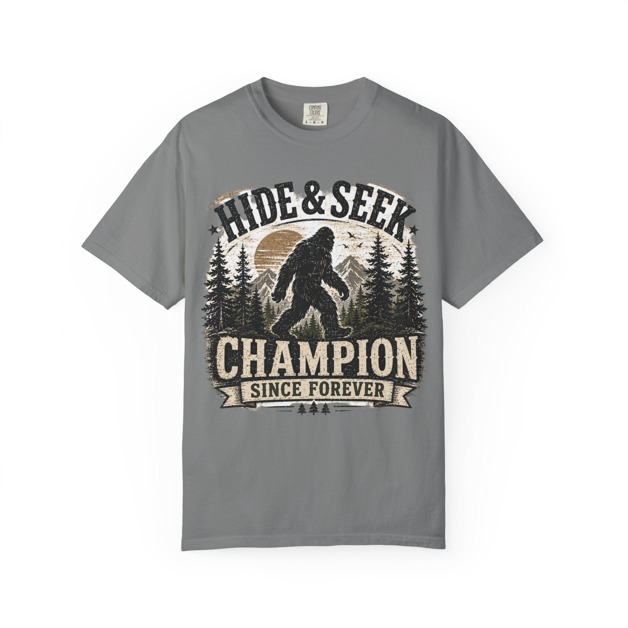 Hide & Seek Champion T-Shirt — Bigfoot Sasquatch Graphic Tee