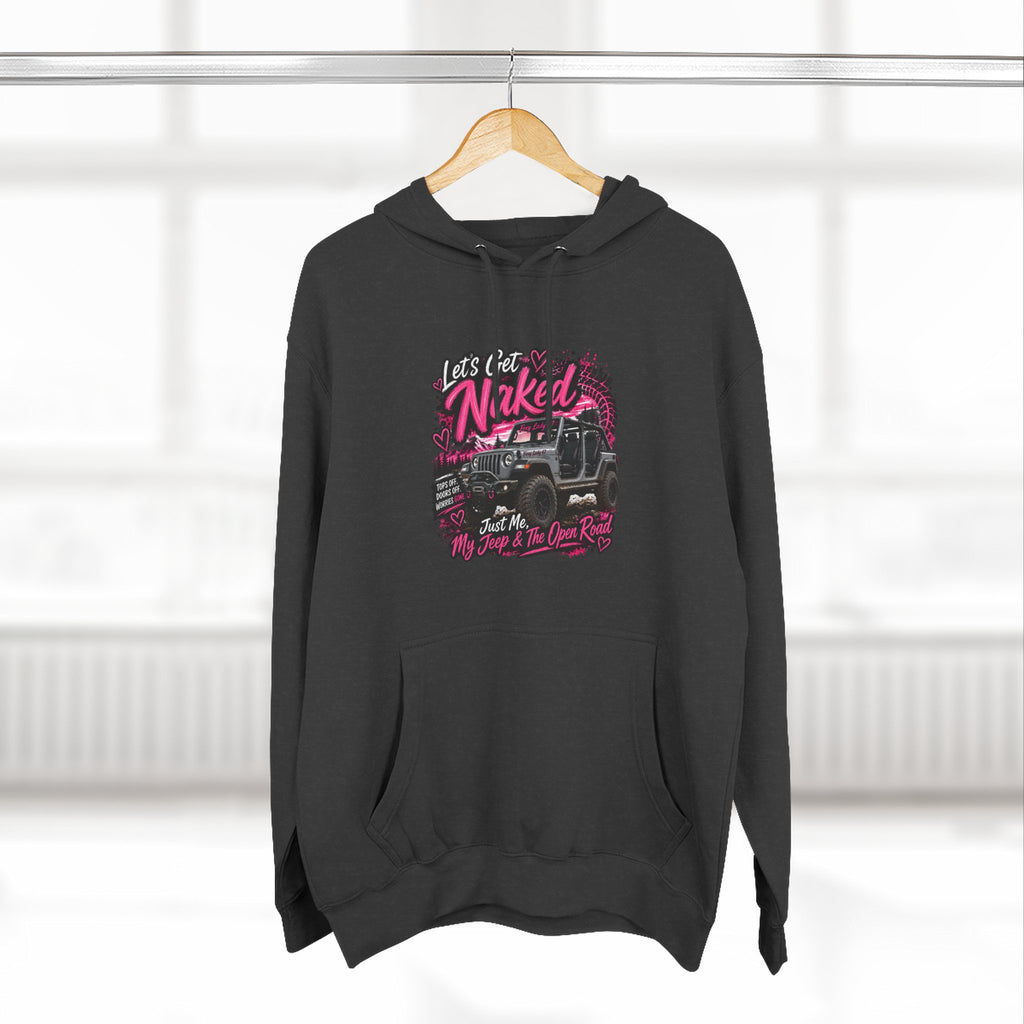 Jeep 'Let's Get Naked' Graphic Hoodie — (Pink) Off-Road Adventure Pullover