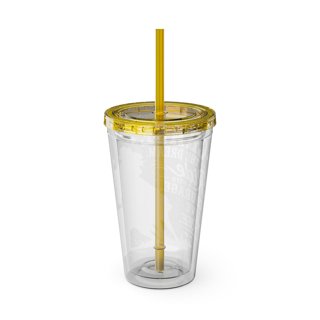Inspirational Horse Tumbler with Straw — "Chase the Dream, Ride with Courage" 16oz