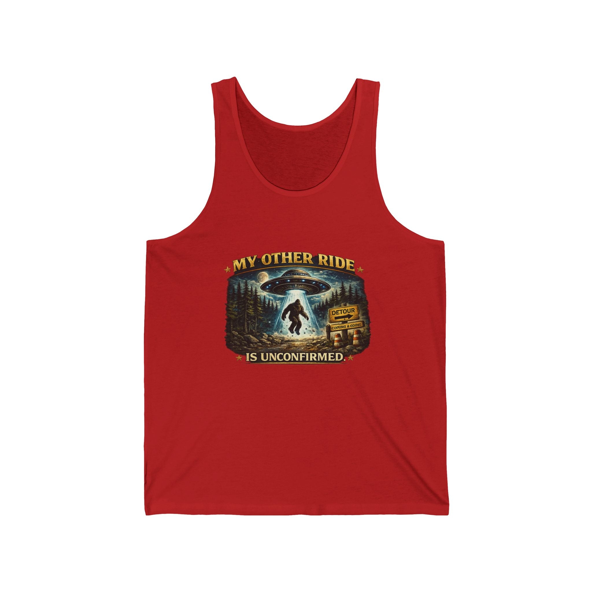 "My Other Ride is Unconfirmed" Cryptid Graphic Tank - Bigfoot UFO Tank Top