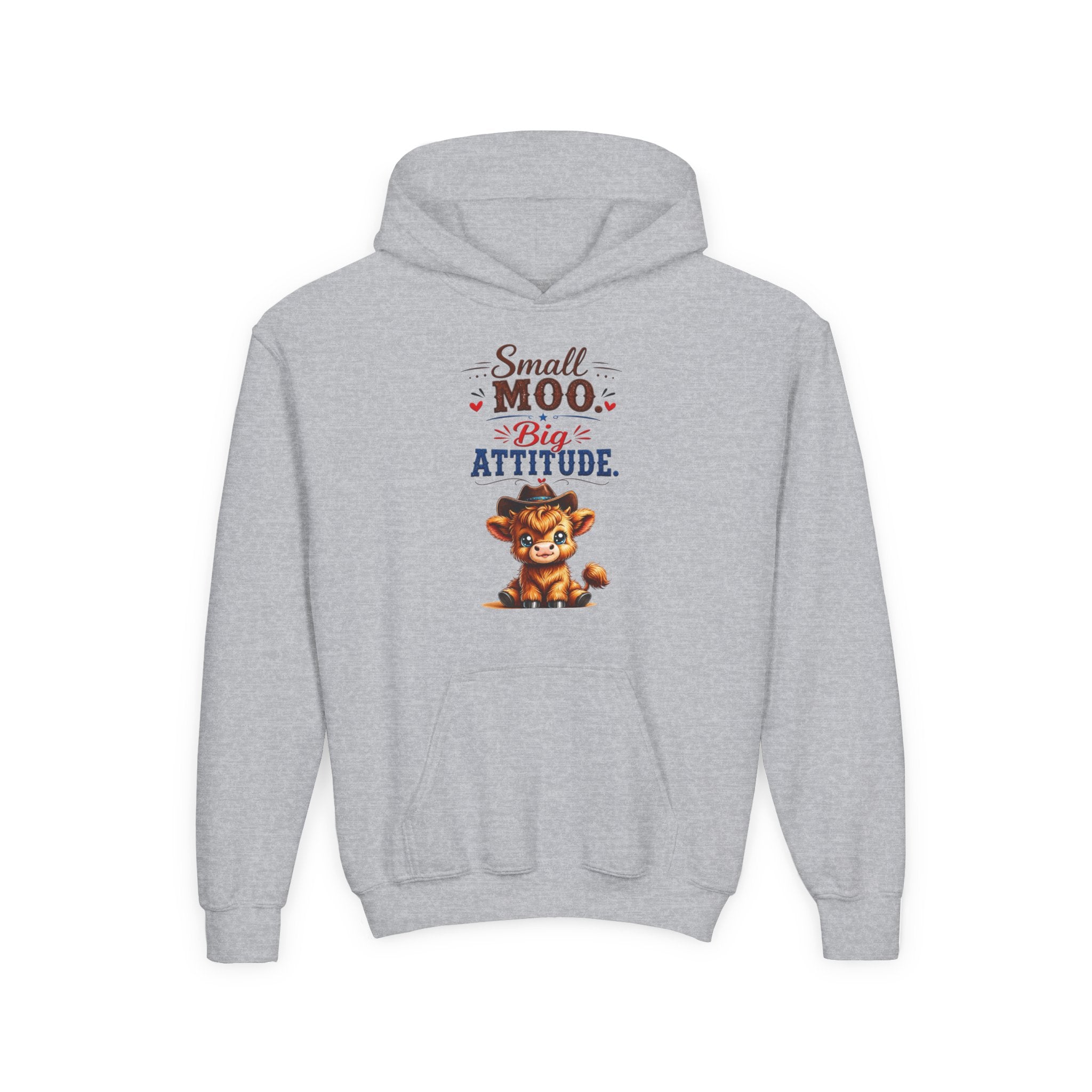 Small Moo Big Attitude Youth Heavy Blend Hooded Sweatshirt