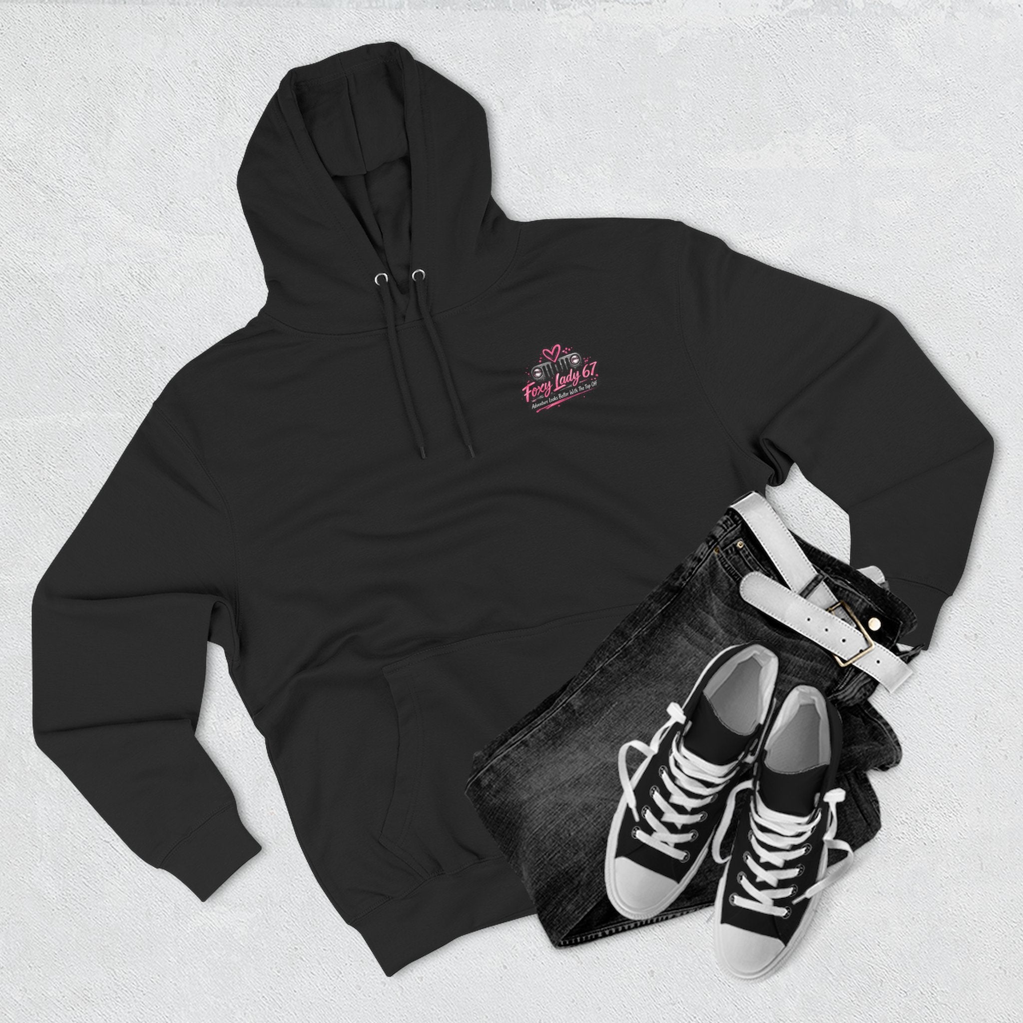 Let's Get Naked Jeep (design on front and back) Three-Panel Fleece Hoodie